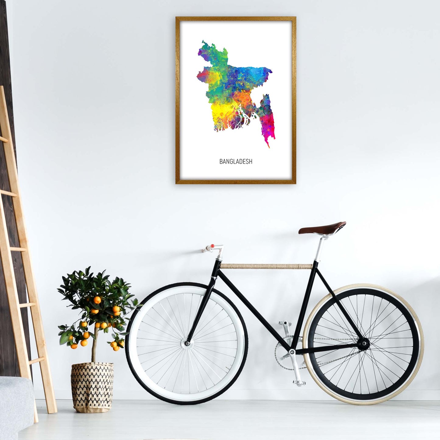 Bangladesh Watercolour Map Art Print by Michael Tompsett A1 Print Only
