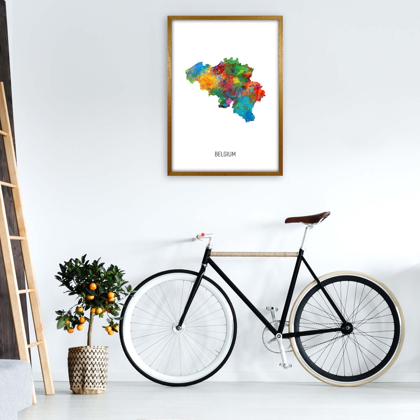 Belgium Watercolour Map Art Print by Michael Tompsett A1 Print Only