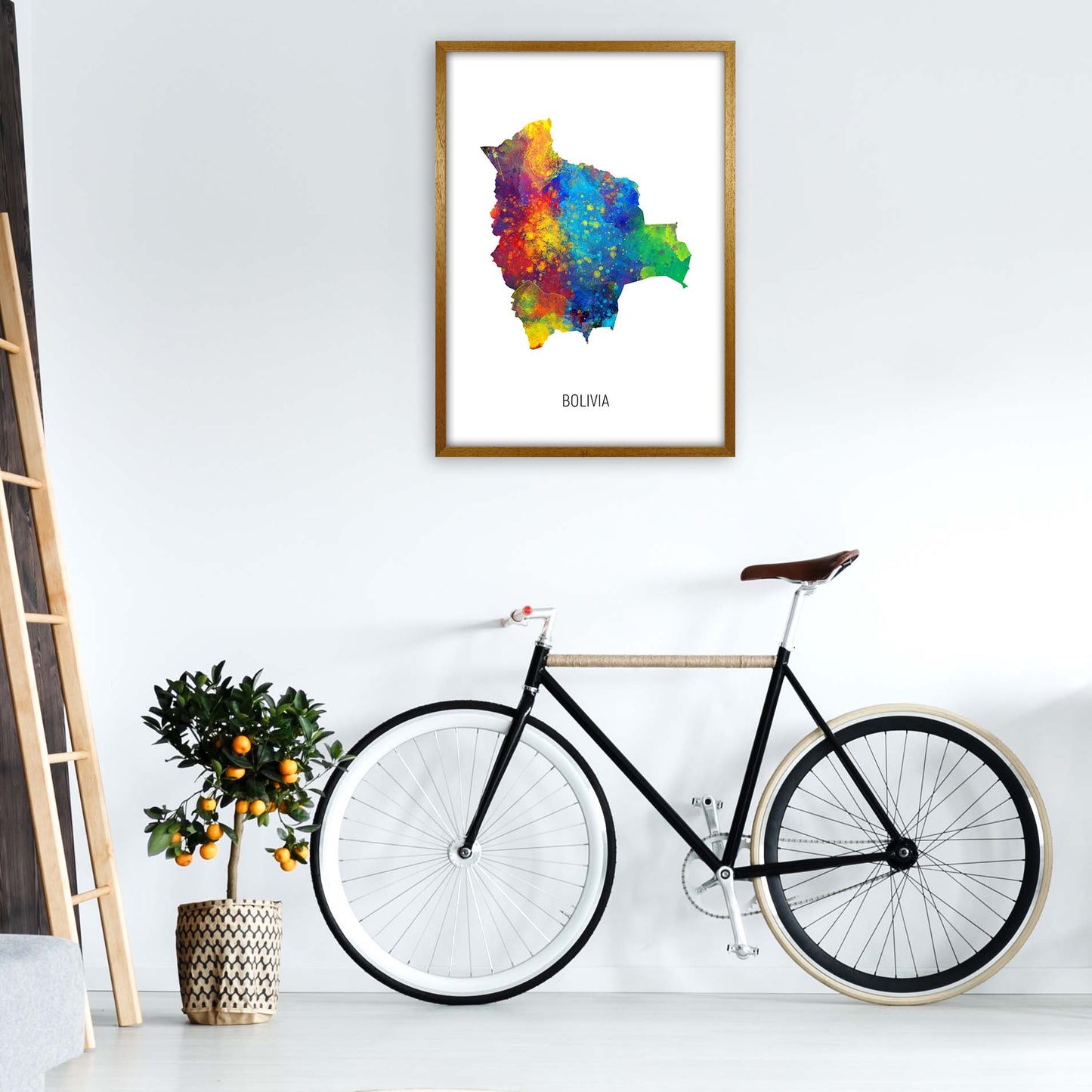 Bolivia Watercolour Map Art Print by Michael Tompsett A1 Print Only