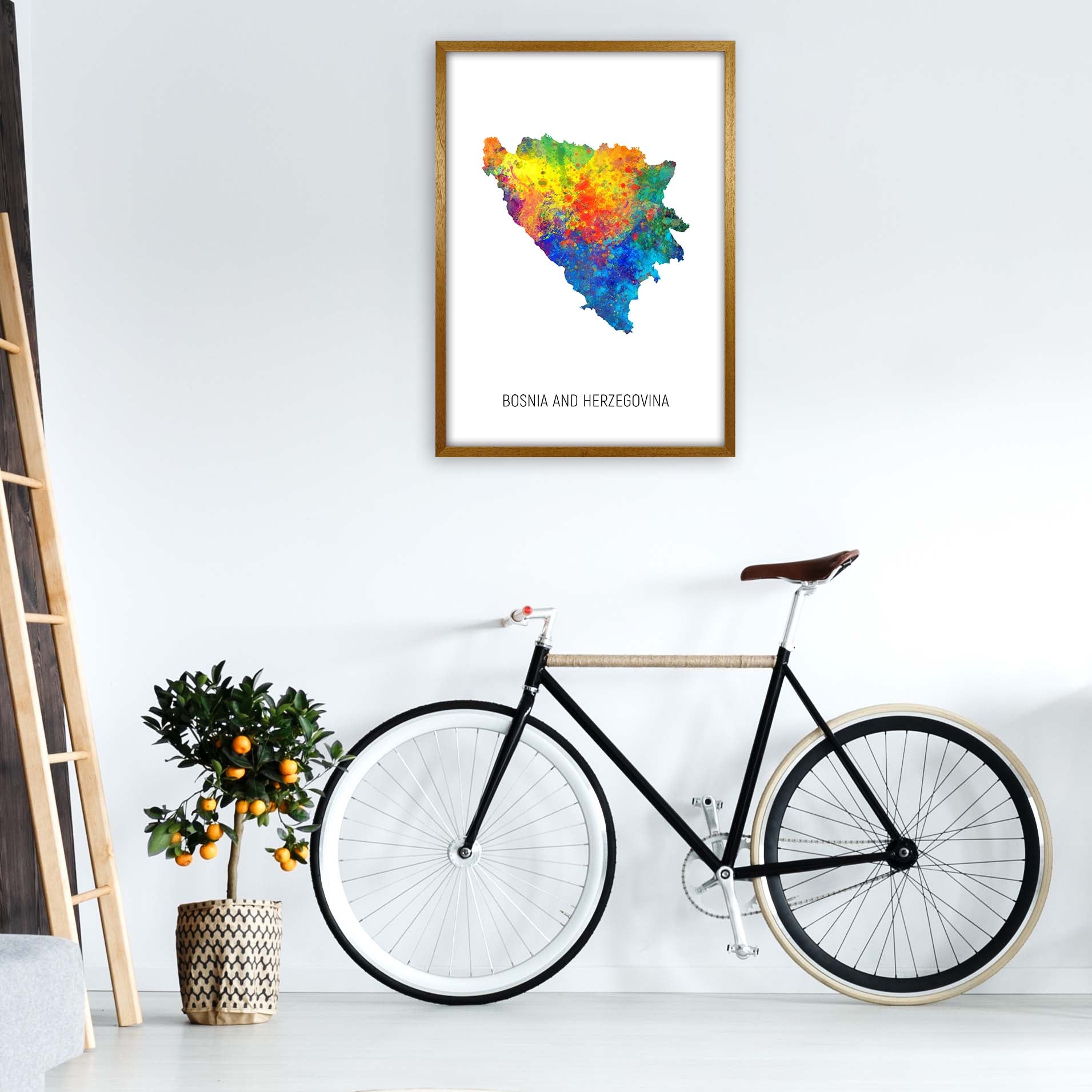 Bosnia And Herzegovina Watercolour Map  by Michael Tompsett A1 Print Only