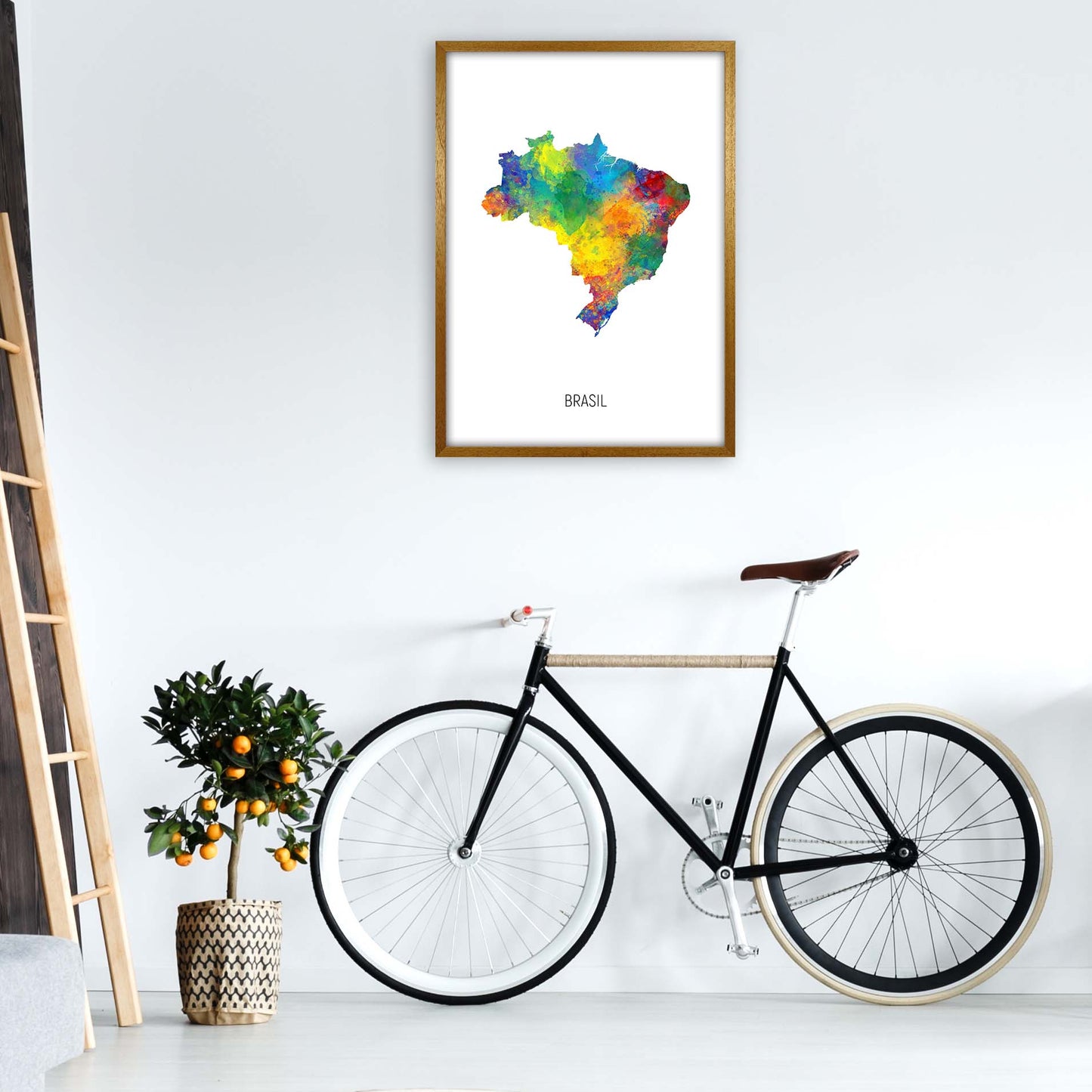 Brasil Watercolour Map Art Print by Michael Tompsett A1 Print Only