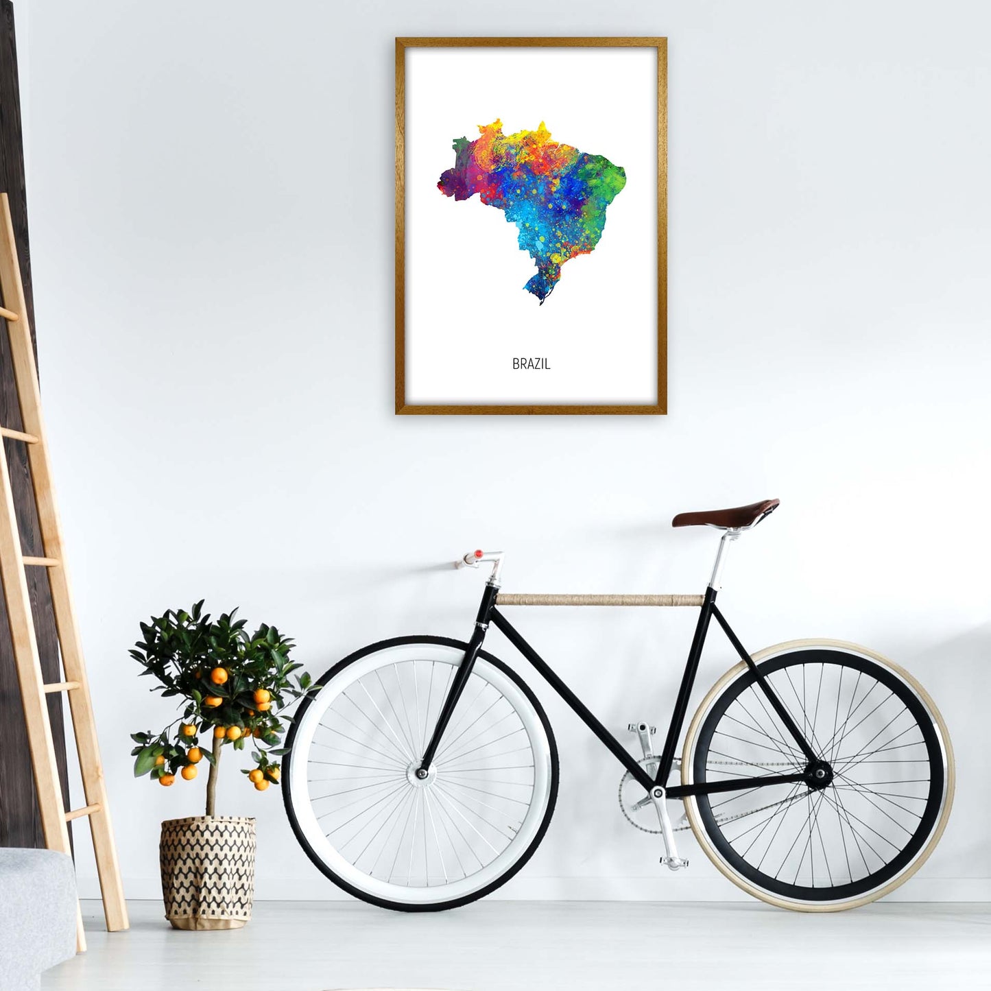 Brazil Watercolour Map Art Print by Michael Tompsett A1 Print Only