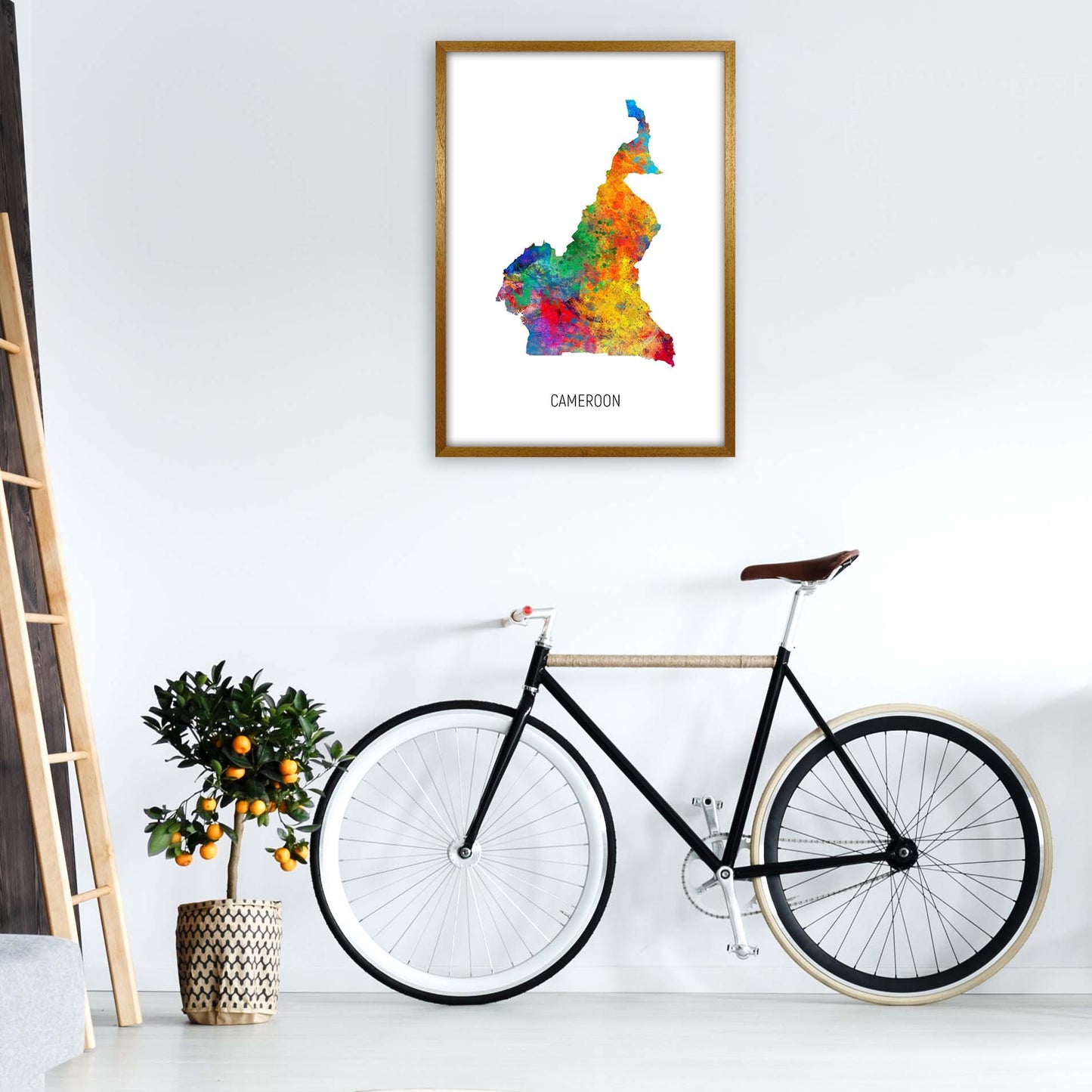 Cameroon Watercolour Map Art Print by Michael Tompsett A1 Print Only