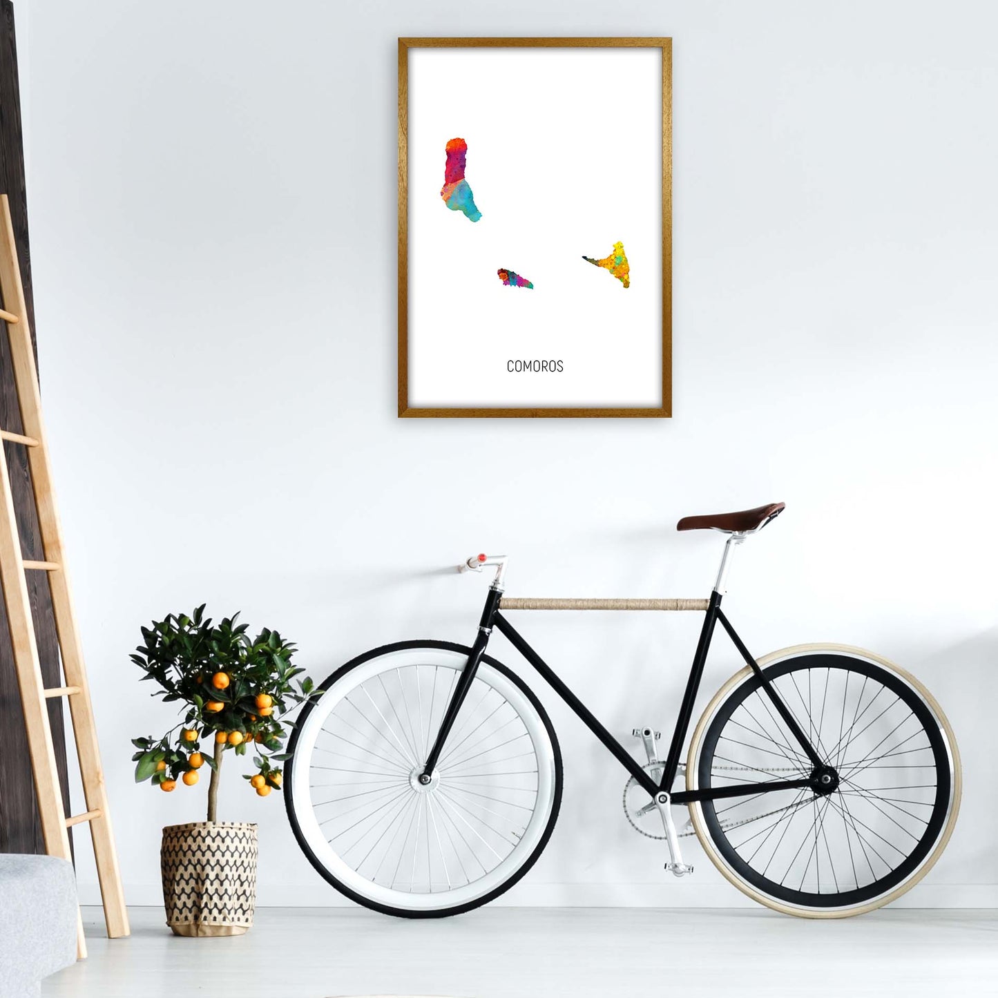 Comoros Watercolour Map Art Print by Michael Tompsett A1 Print Only