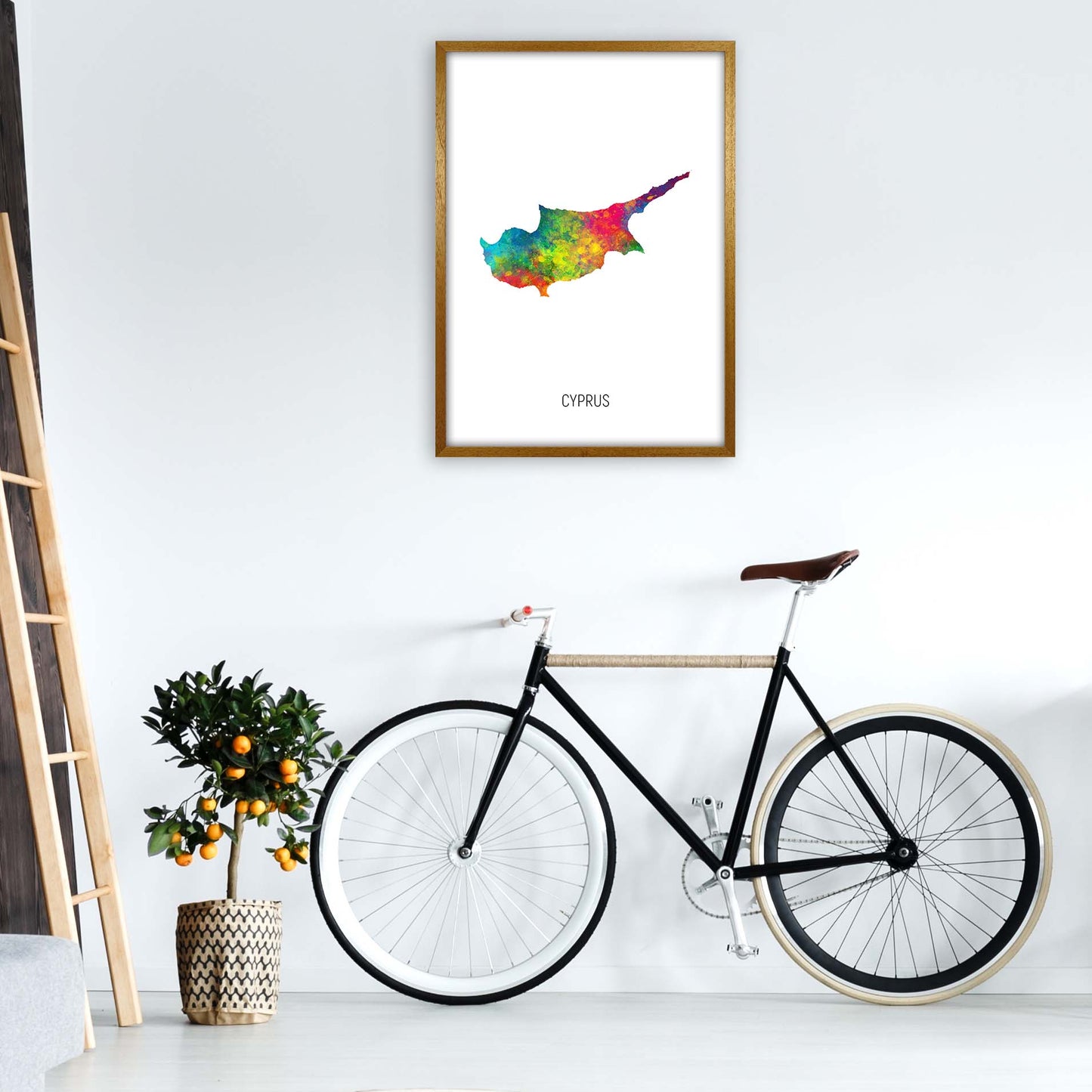 Cyprus Watercolour Map Art Print by Michael Tompsett A1 Print Only