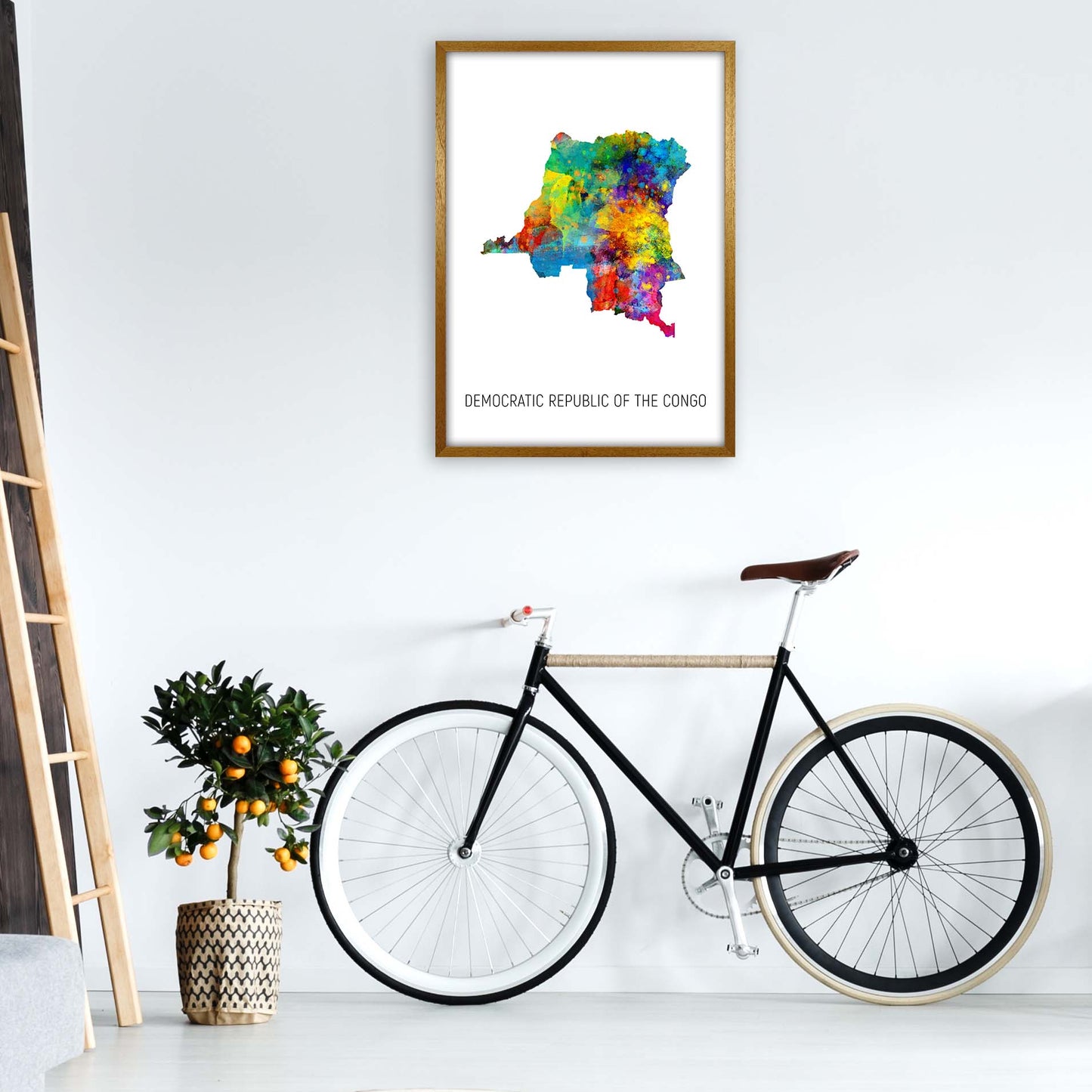 Democratic Republic Of The Congo Watercolour Map by Michael Tompsett A1 Print Only