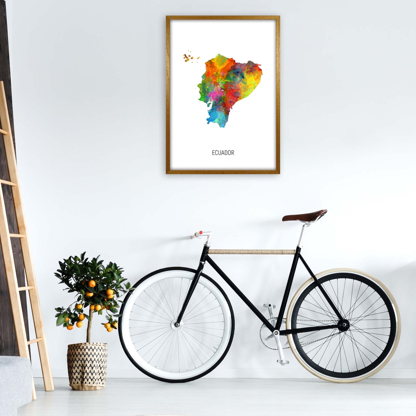 Ecuador Watercolour Map Art Print by Michael Tompsett A1 Print Only