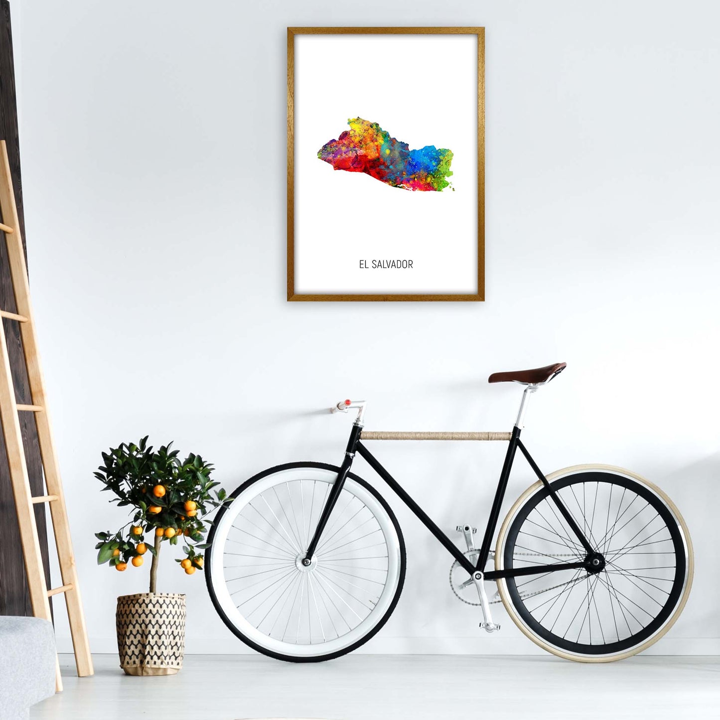 El Salvador Watercolour Map Art Print by Michael Tompsett A1 Print Only