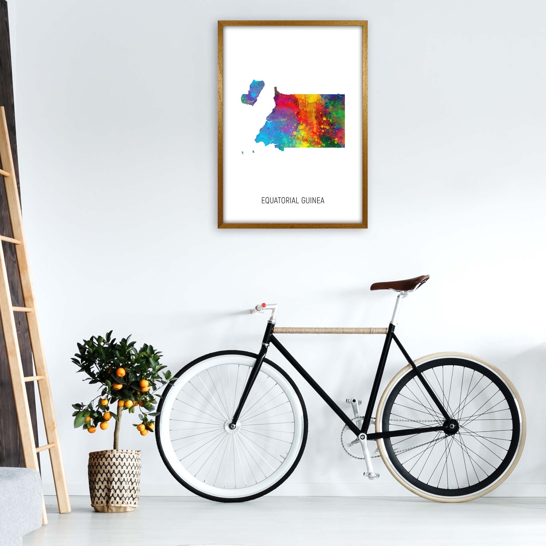 Equatorial Guinea Watercolour Map Print by Michael Tompsett A1 Print Only