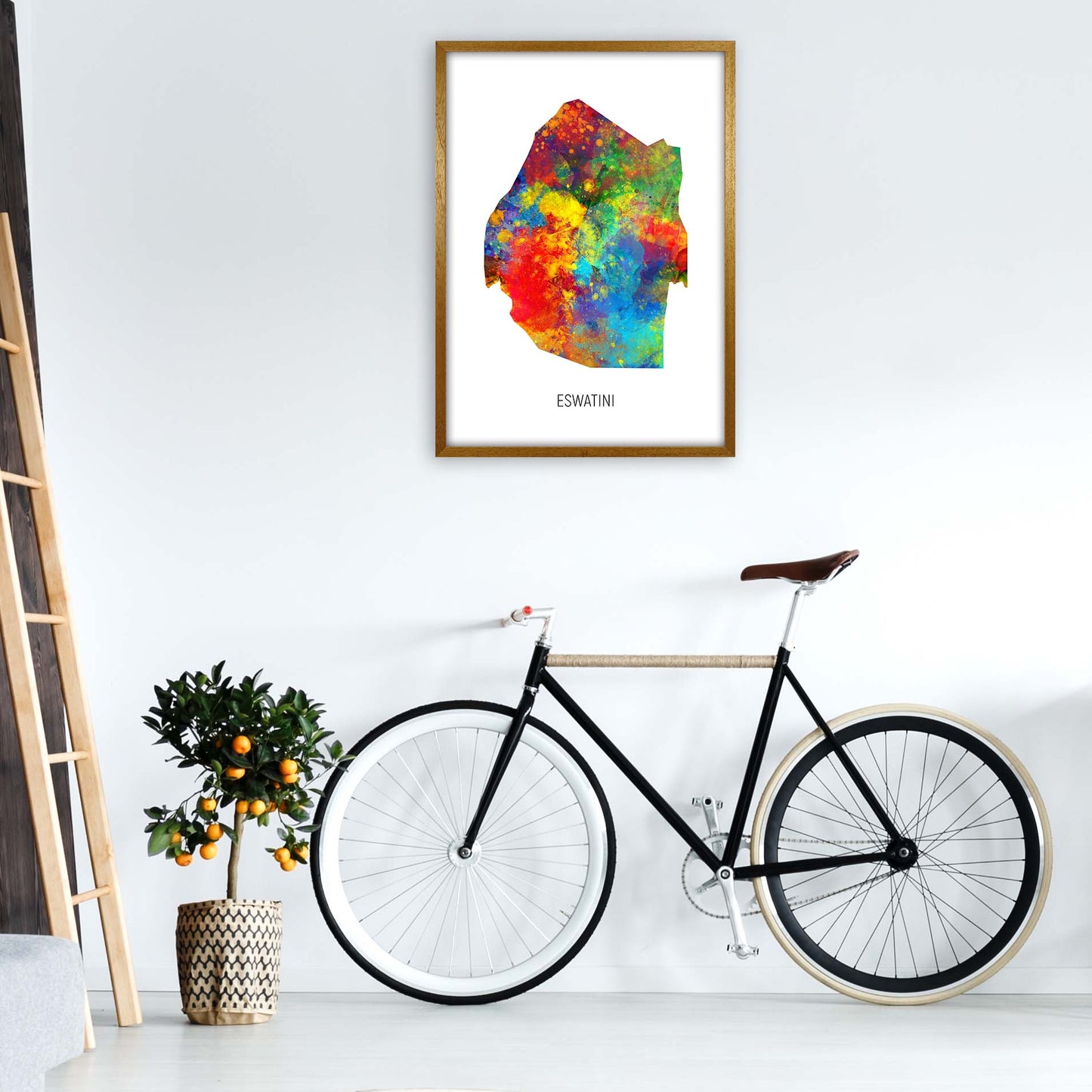 Eswatini Watercolour Map Art Print by Michael Tompsett A1 Print Only