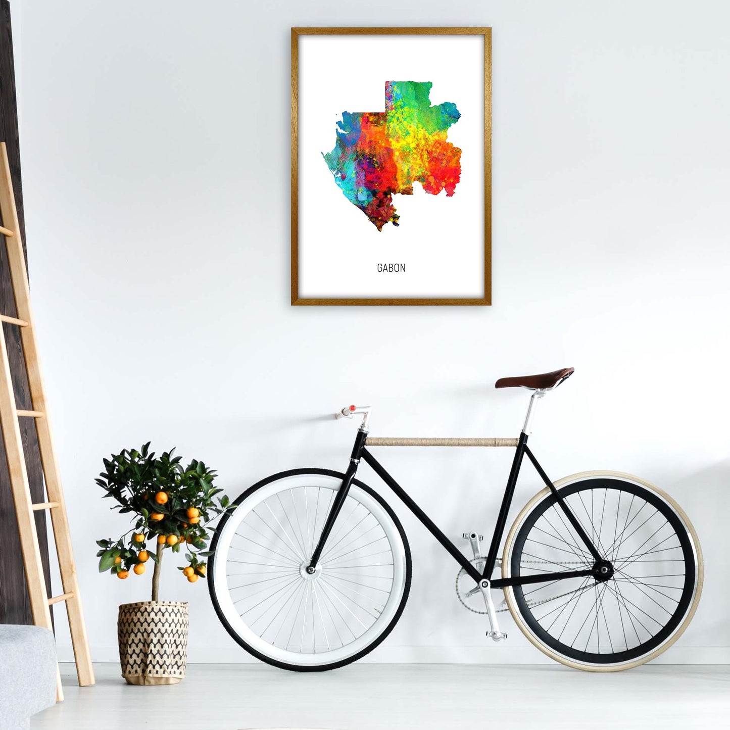 Gabon Watercolour Map Art Print by Michael Tompsett A1 Print Only