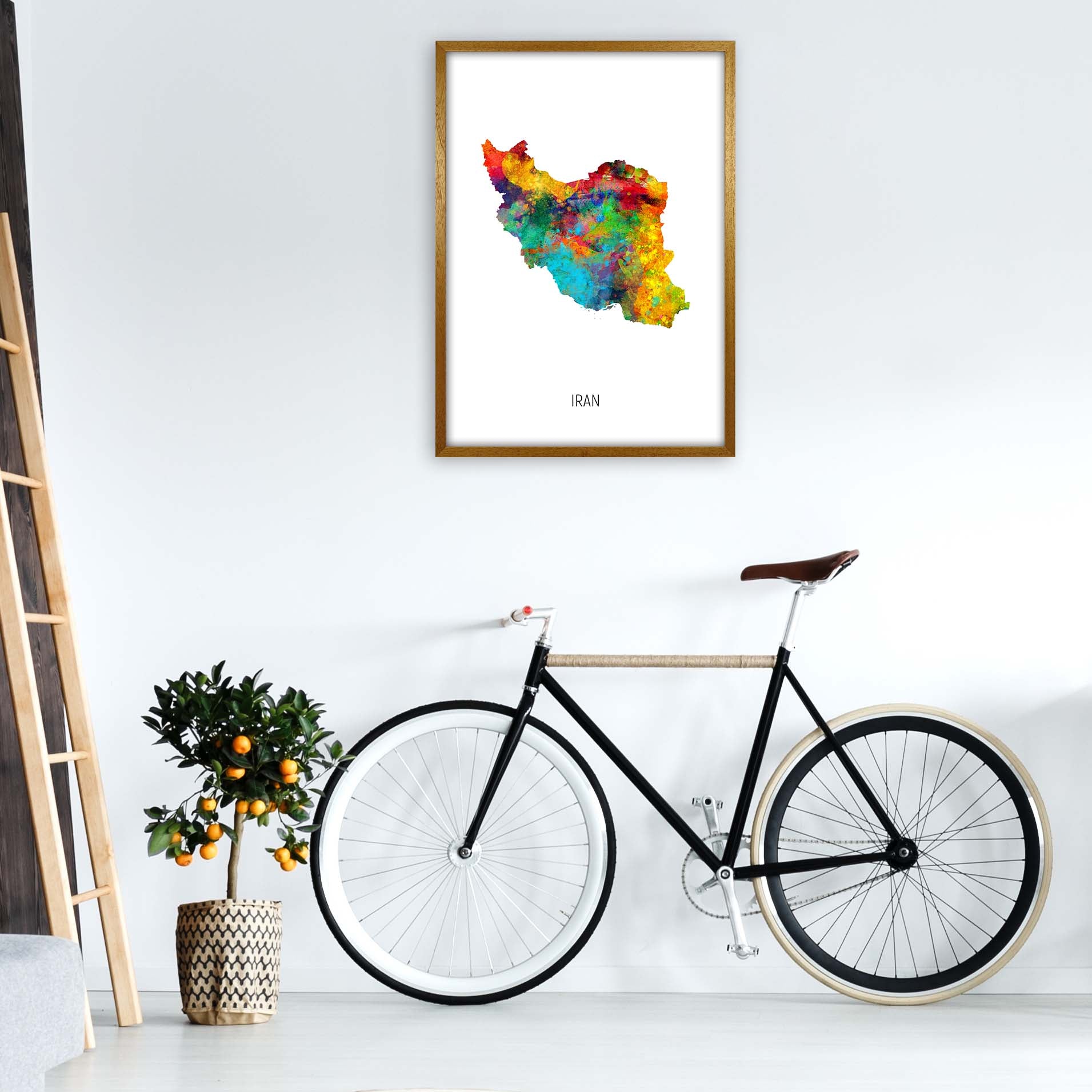 Iran Watercolour Map Art Print by Michael Tompsett A1 Print Only
