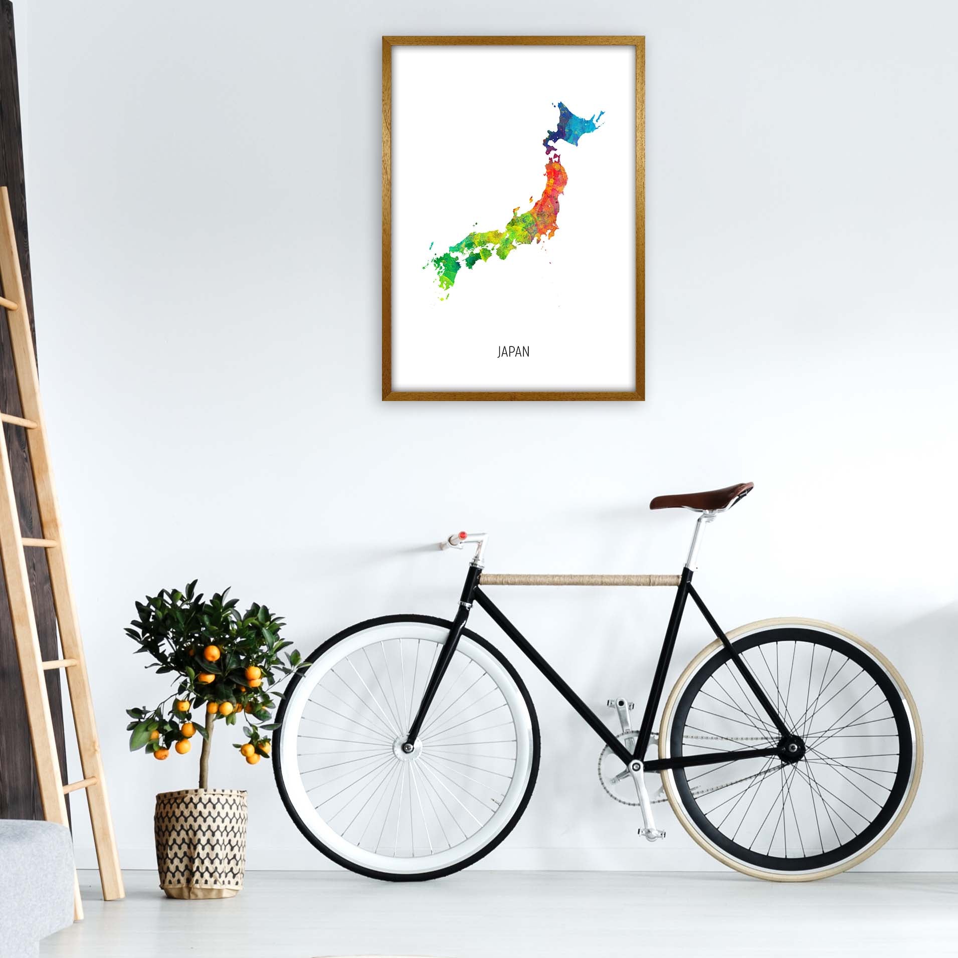 Japan Watercolour Map Art Print by Michael Tompsett A1 Print Only