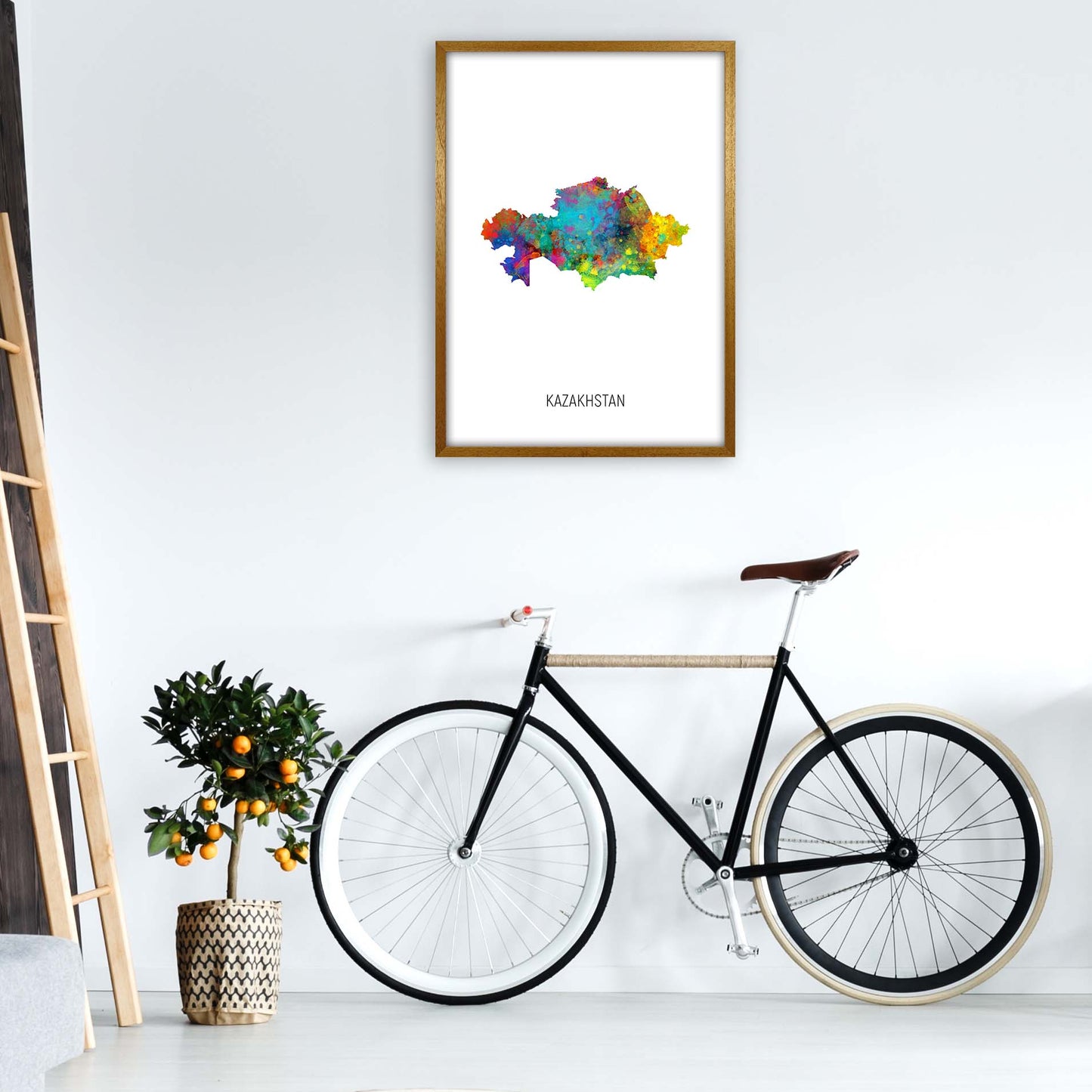Kazakhstan Watercolour Map Art Print by Michael Tompsett A1 Print Only