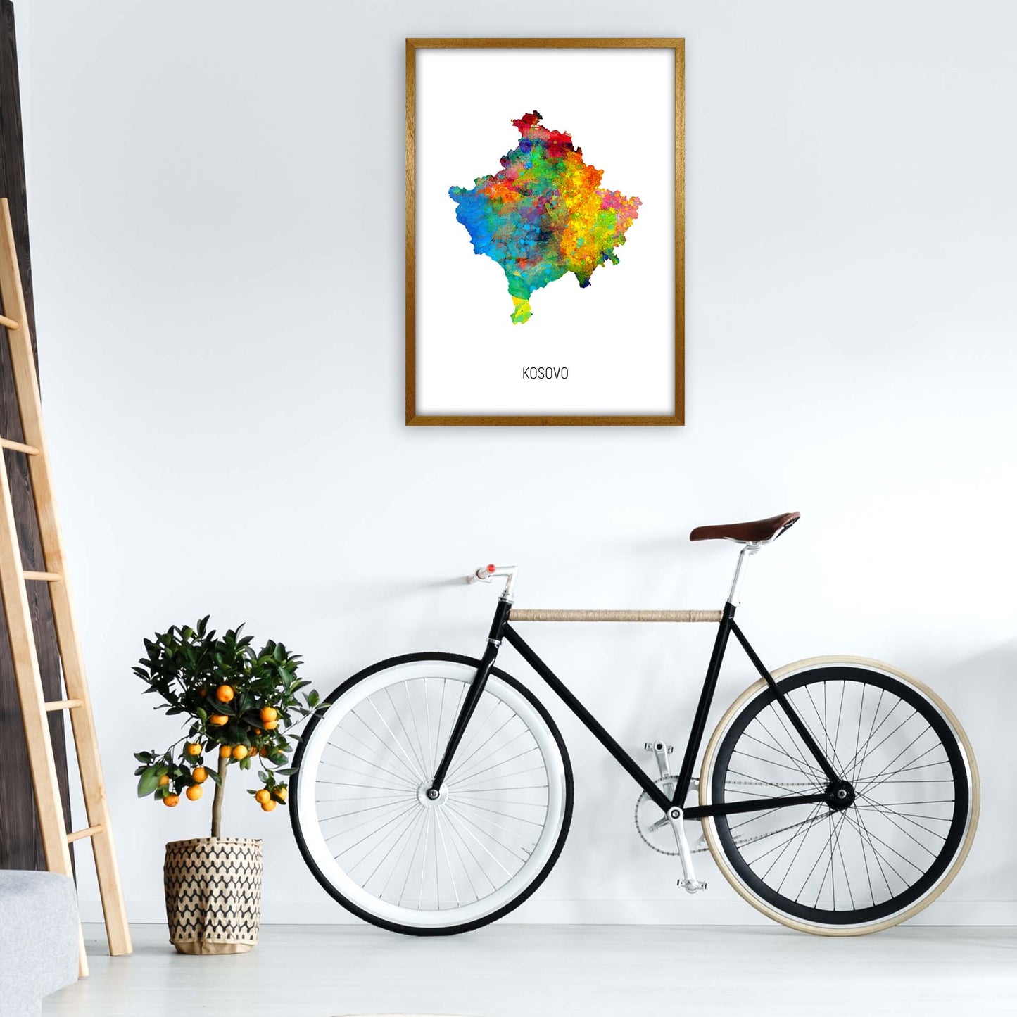 Kosovo Watercolour Map Art Print by Michael Tompsett A1 Print Only