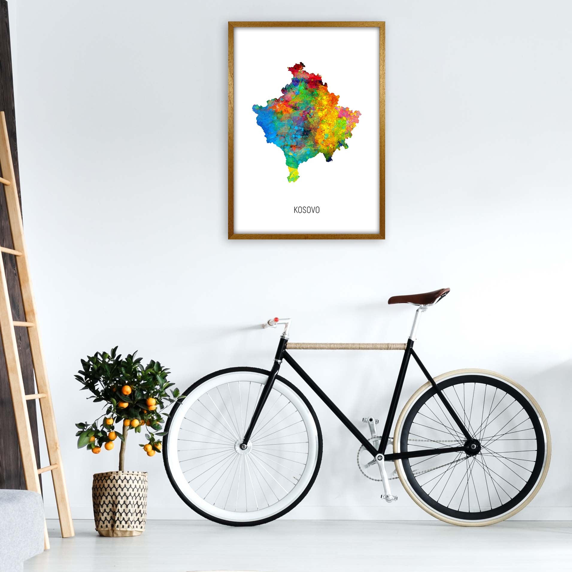 Kosovo Watercolour Map Art Print by Michael Tompsett A1 Print Only