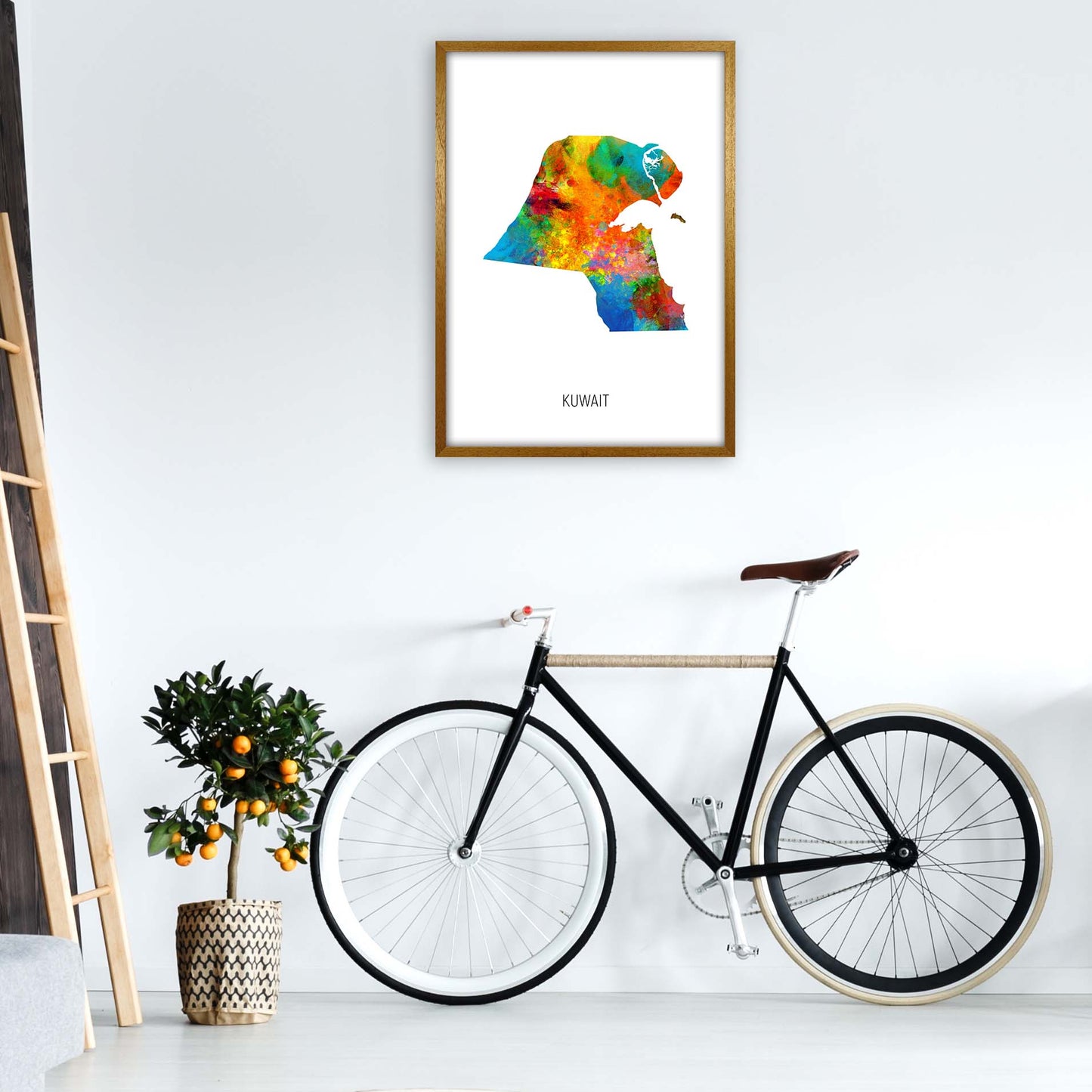 Kuwait Watercolour Map Art Print by Michael Tompsett A1 Print Only