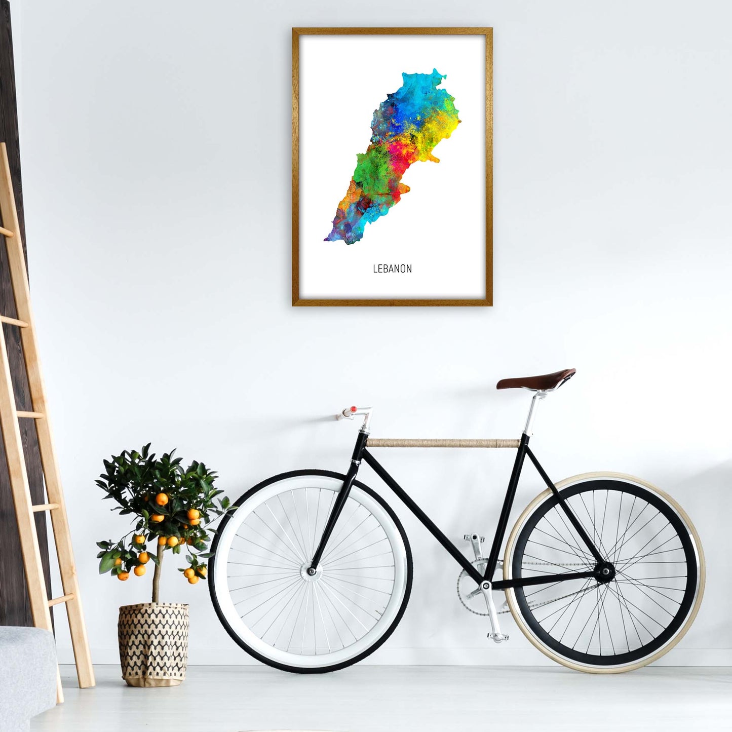 Lebanon Watercolour Map Art Print by Michael Tompsett A1 Print Only