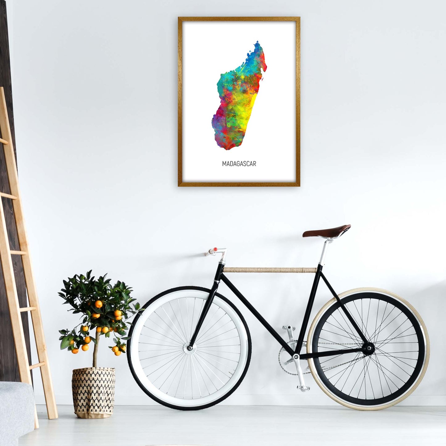 Madagascar Watercolour Map Art Print by Michael Tompsett A1 Print Only