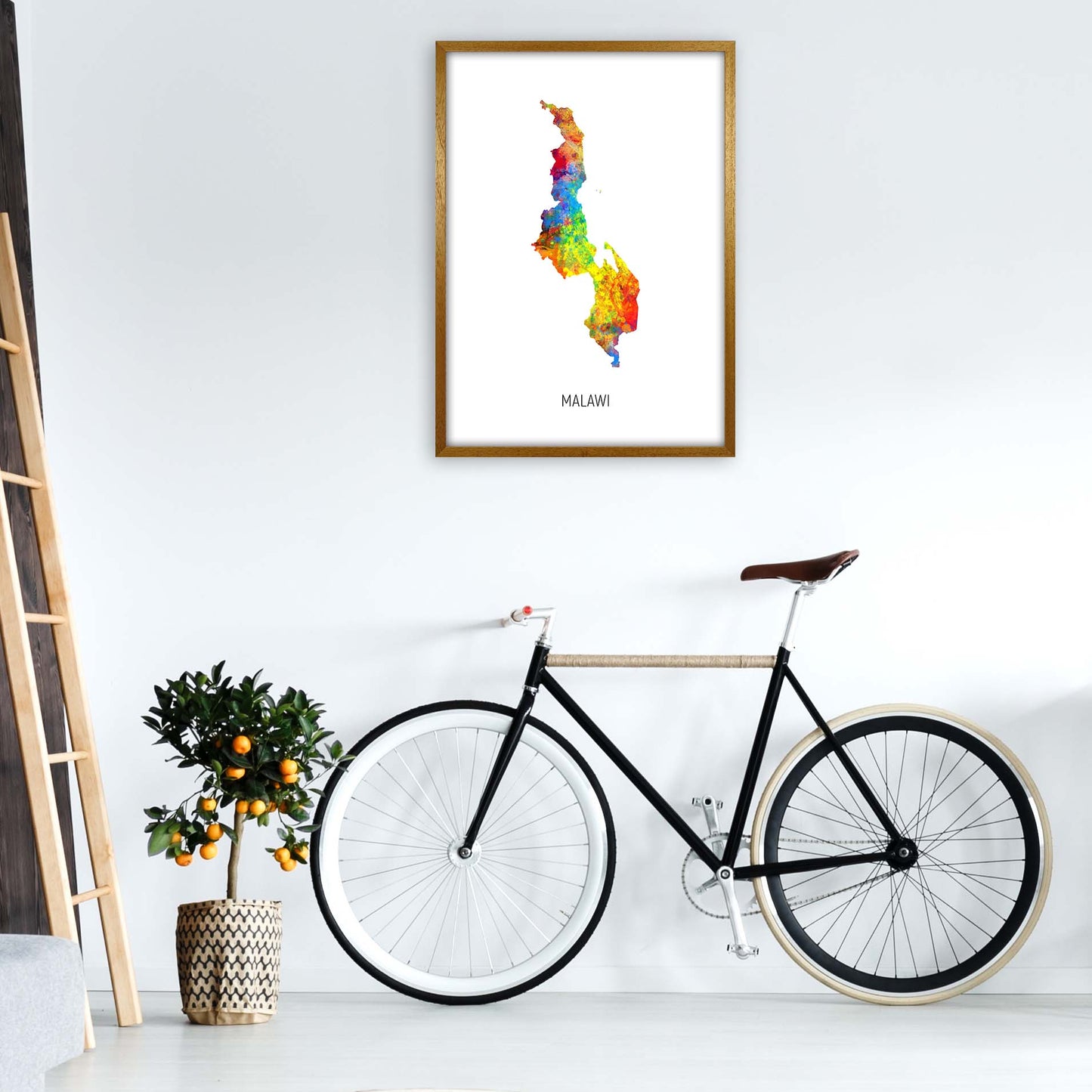 Malawi Watercolour Map Art Print by Michael Tompsett A1 Print Only