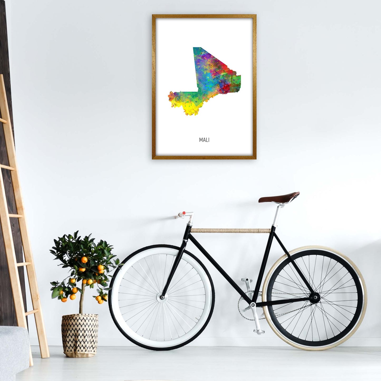 Mali Watercolour Map Art Print by Michael Tompsett A1 Print Only
