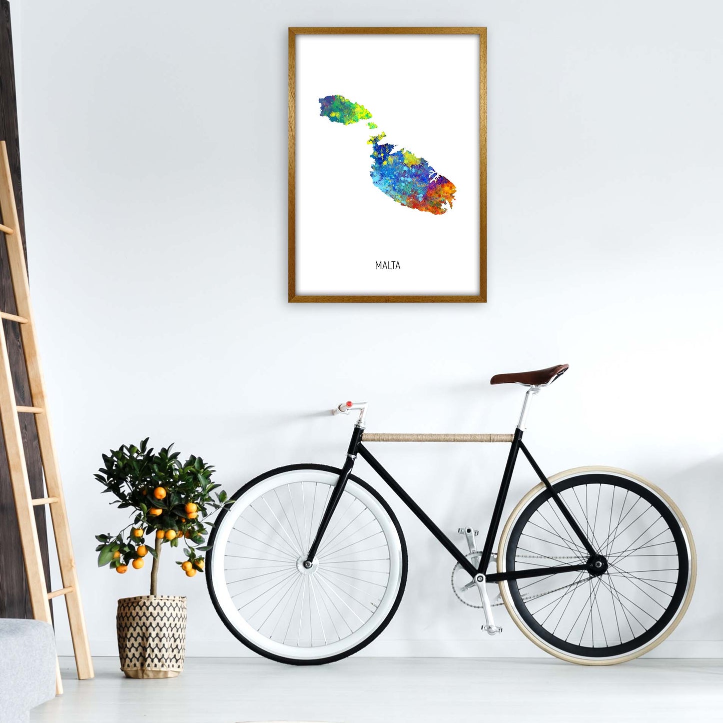 Malta Watercolour Map Art Print by Michael Tompsett A1 Print Only