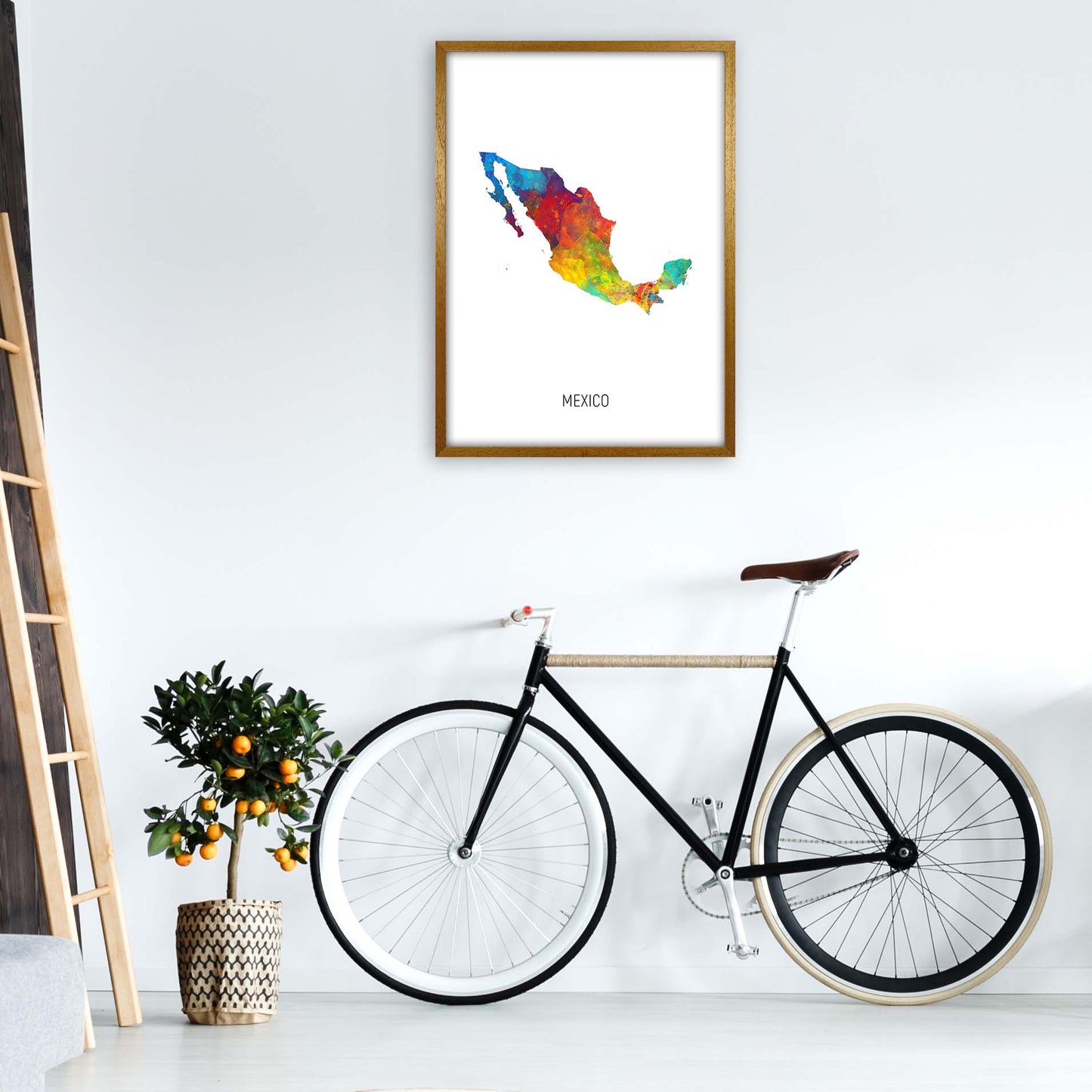 Mexico Watercolour Map Art Print by Michael Tompsett A1 Print Only