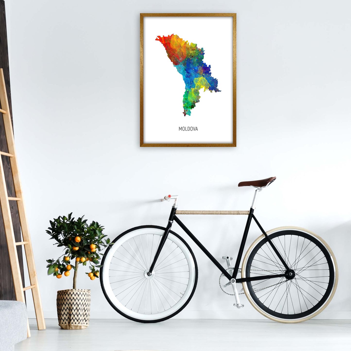 Moldova Watercolour Map Art Print by Michael Tompsett A1 Print Only