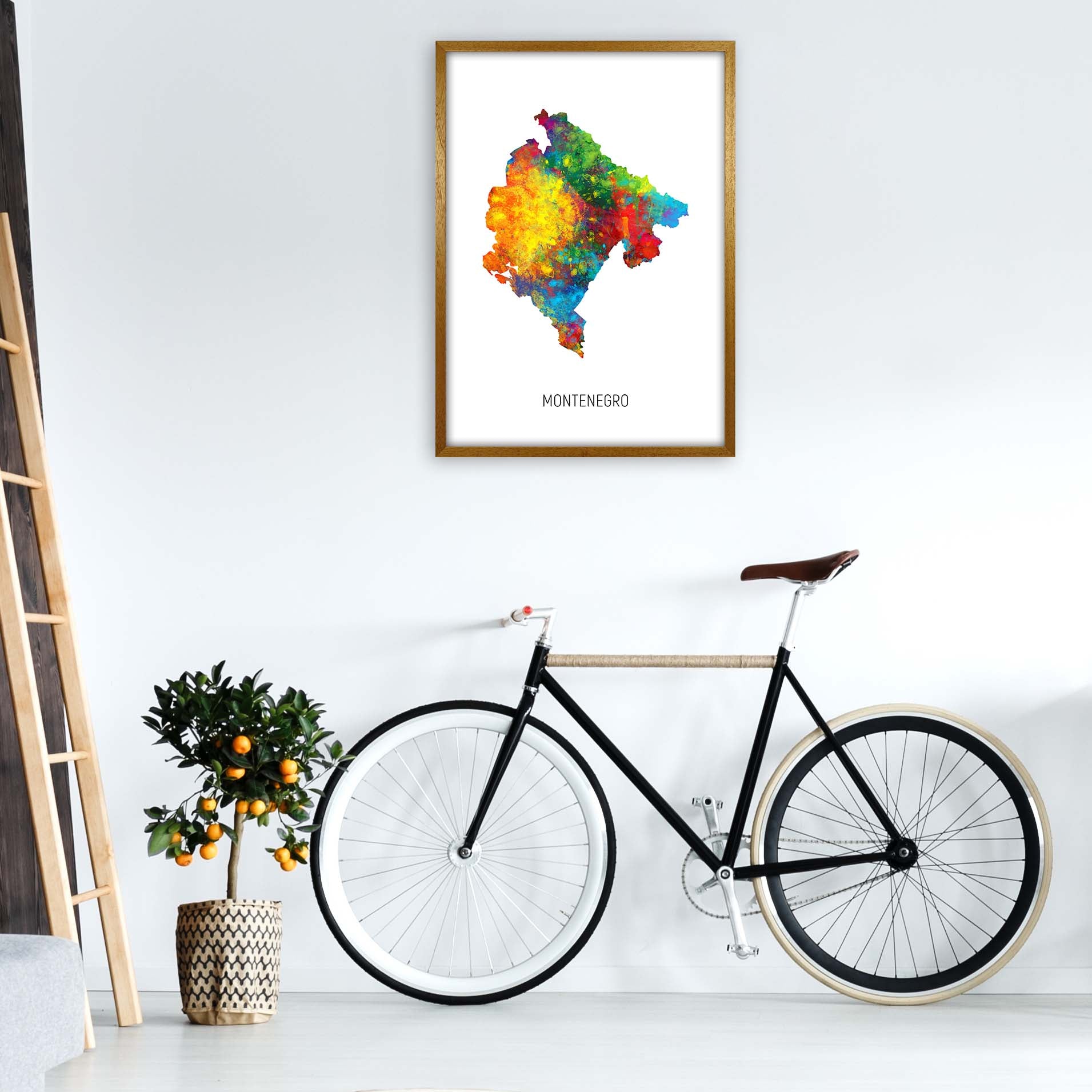 Montenegro Watercolour Map Art Print by Michael Tompsett A1 Print Only