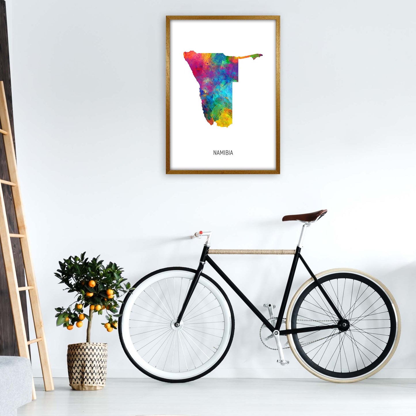 Namibia Watercolour Map Art Print by Michael Tompsett A1 Print Only