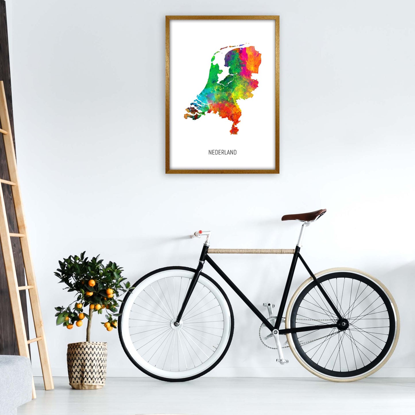 Nederland Watercolour Map Art Print by Michael Tompsett A1 Print Only