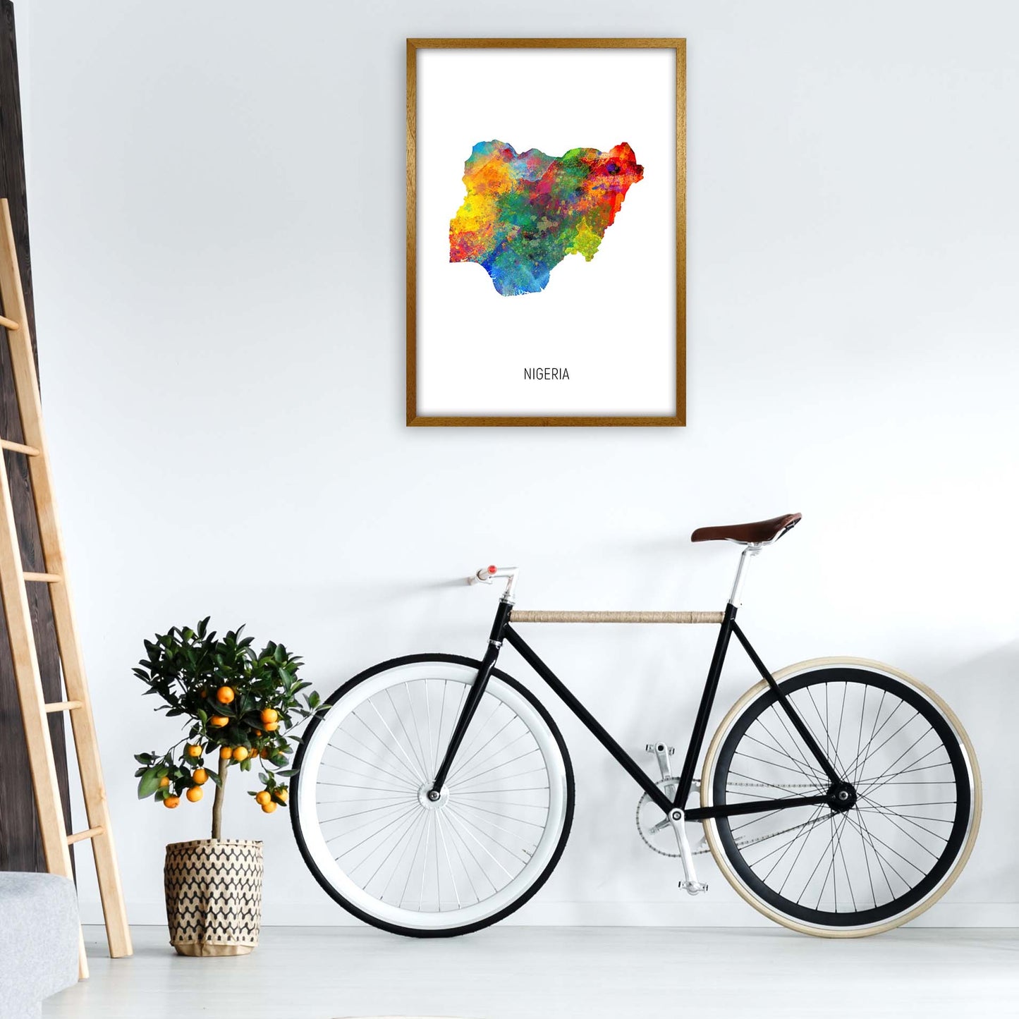 Nigeria Watercolour Map Art Print by Michael Tompsett A1 Print Only