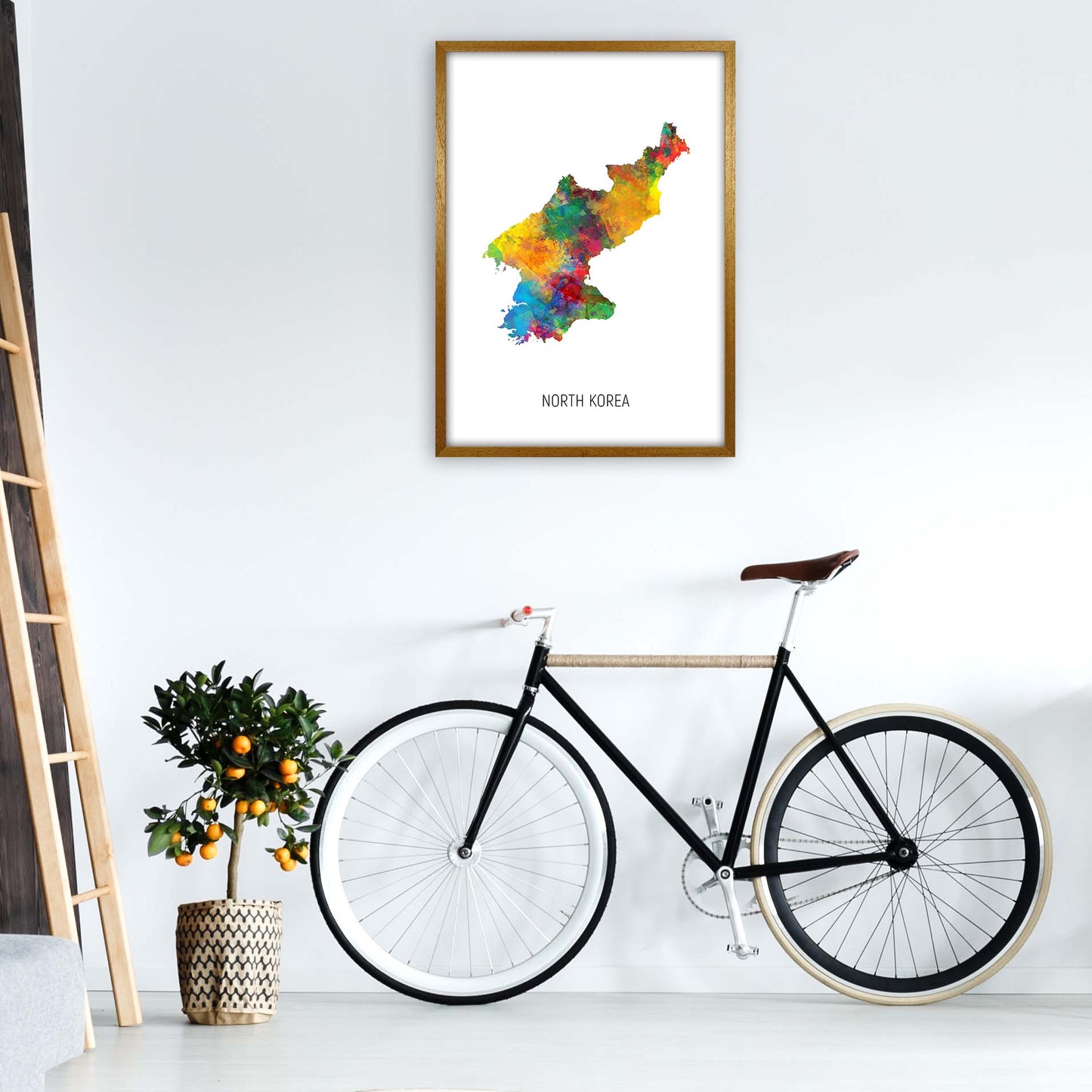 North Korea Watercolour Map Art Print by Michael Tompsett A1 Print Only