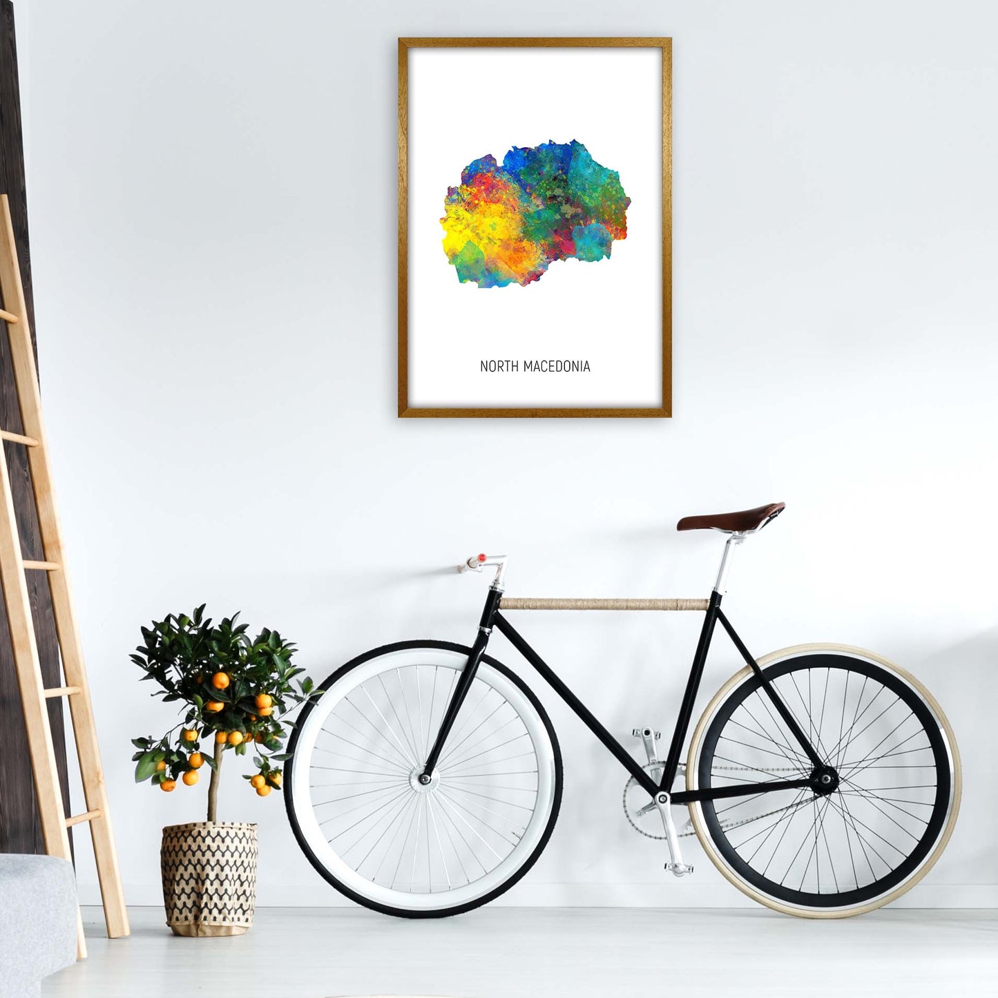 North Macedonia Watercolour Map Art Print by Michael Tompsett A1 Print Only