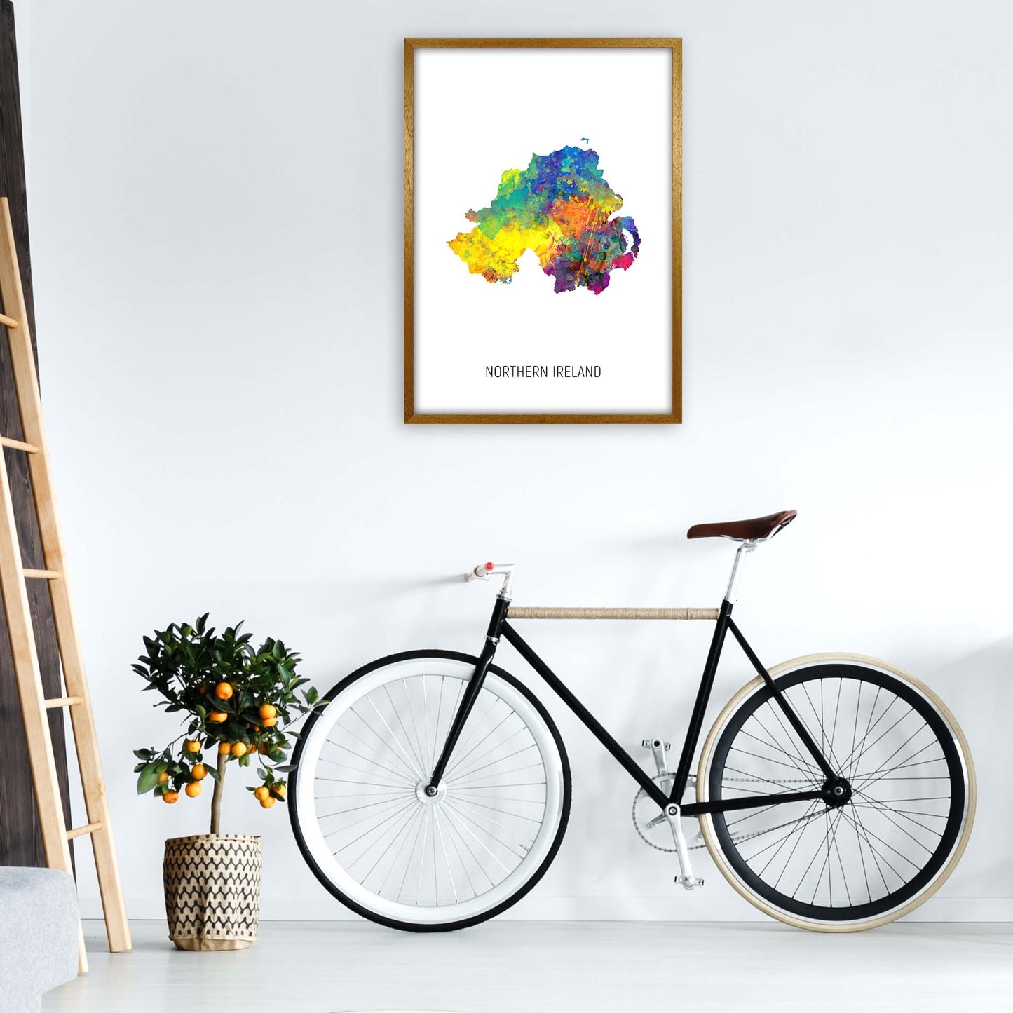 Northern Ireland Watercolour Map Print by Michael Tompsett A1 Print Only