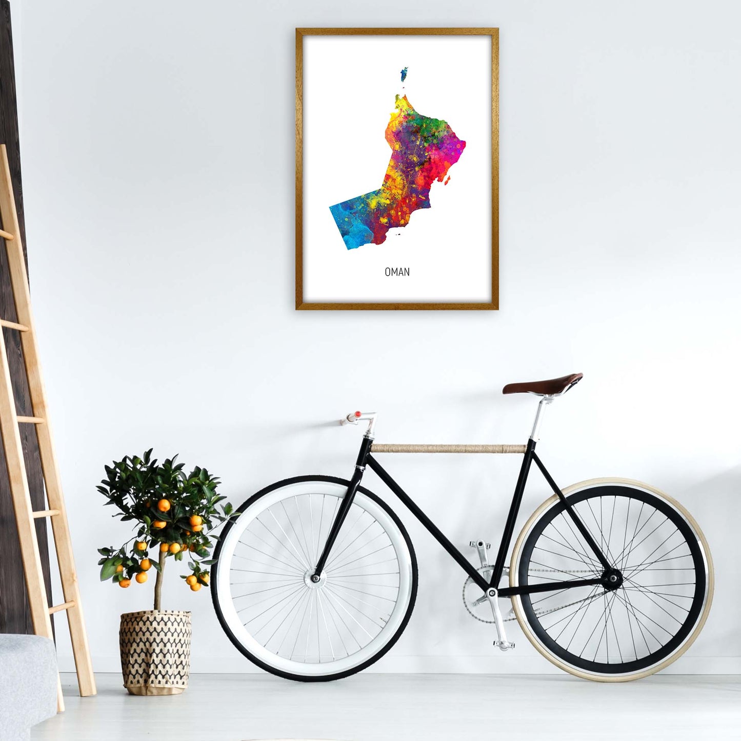 Oman Watercolour Map Art Print by Michael Tompsett A1 Print Only