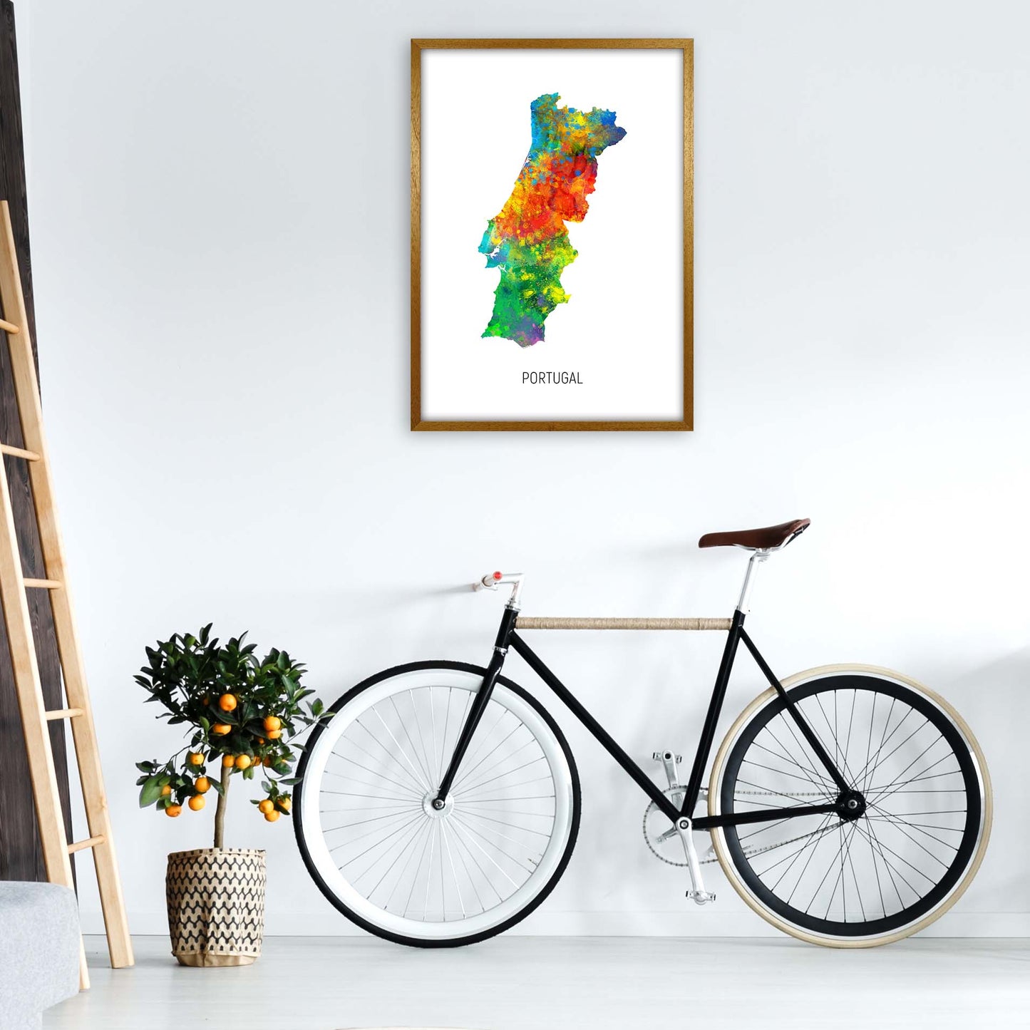 Portugal Watercolour Map Art Print by Michael Tompsett A1 Print Only