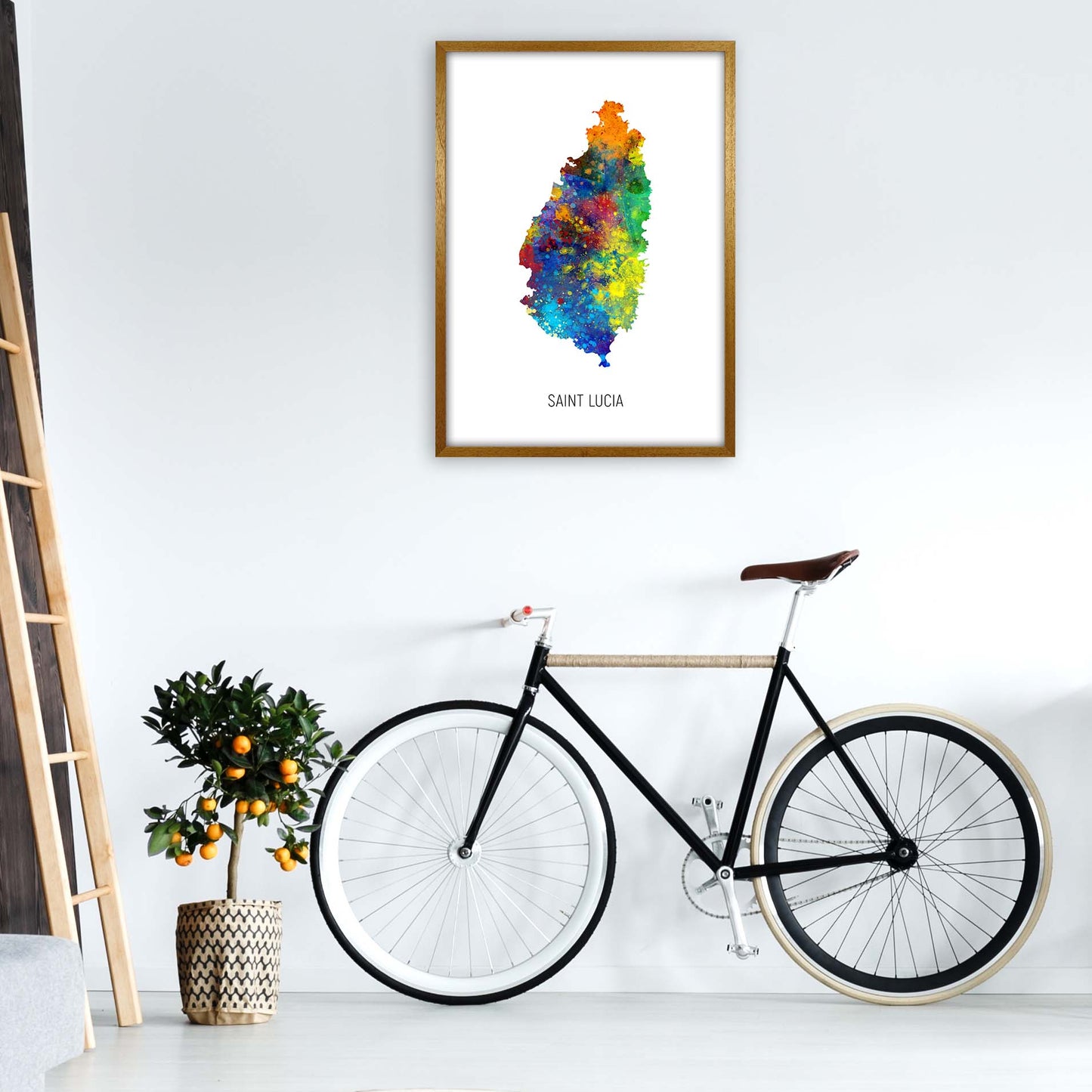 Saint Lucia Watercolour Map Art Print by Michael Tompsett A1 Print Only