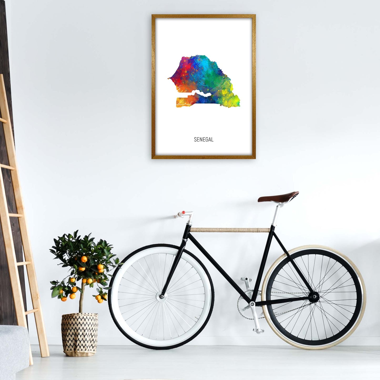 Senegal Watercolour Map Art Print by Michael Tompsett A1 Print Only