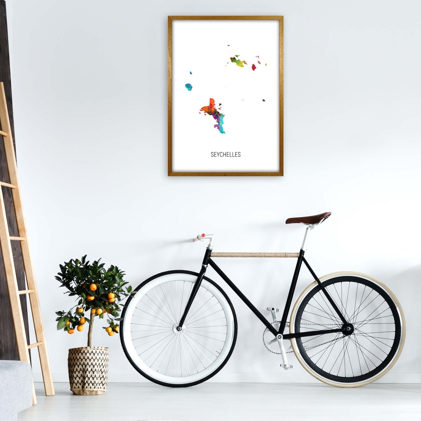 Seychelles Watercolour Map Art Print by Michael Tompsett A1 Print Only