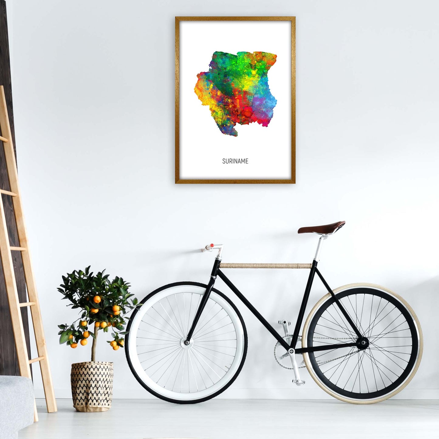 Suriname Watercolour Map Art Print by Michael Tompsett A1 Print Only