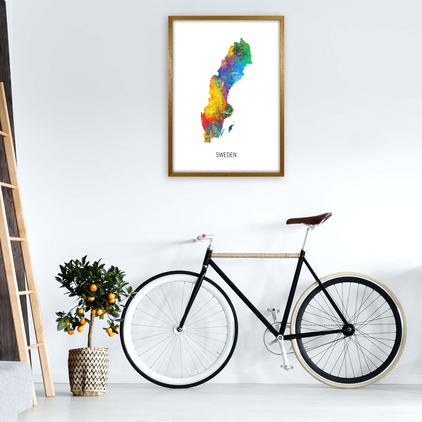 Sweden Watercolour Map Art Print by Michael Tompsett A1 Print Only