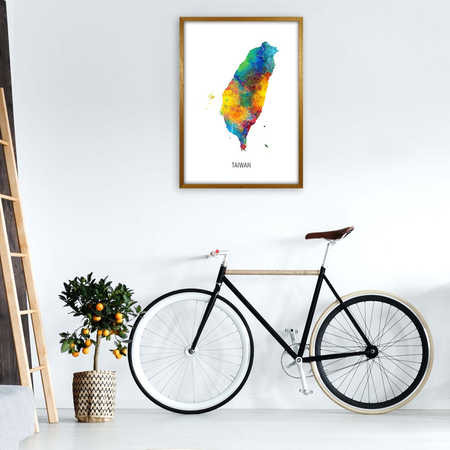 Taiwan Watercolour Map Art Print by Michael Tompsett A1 Print Only