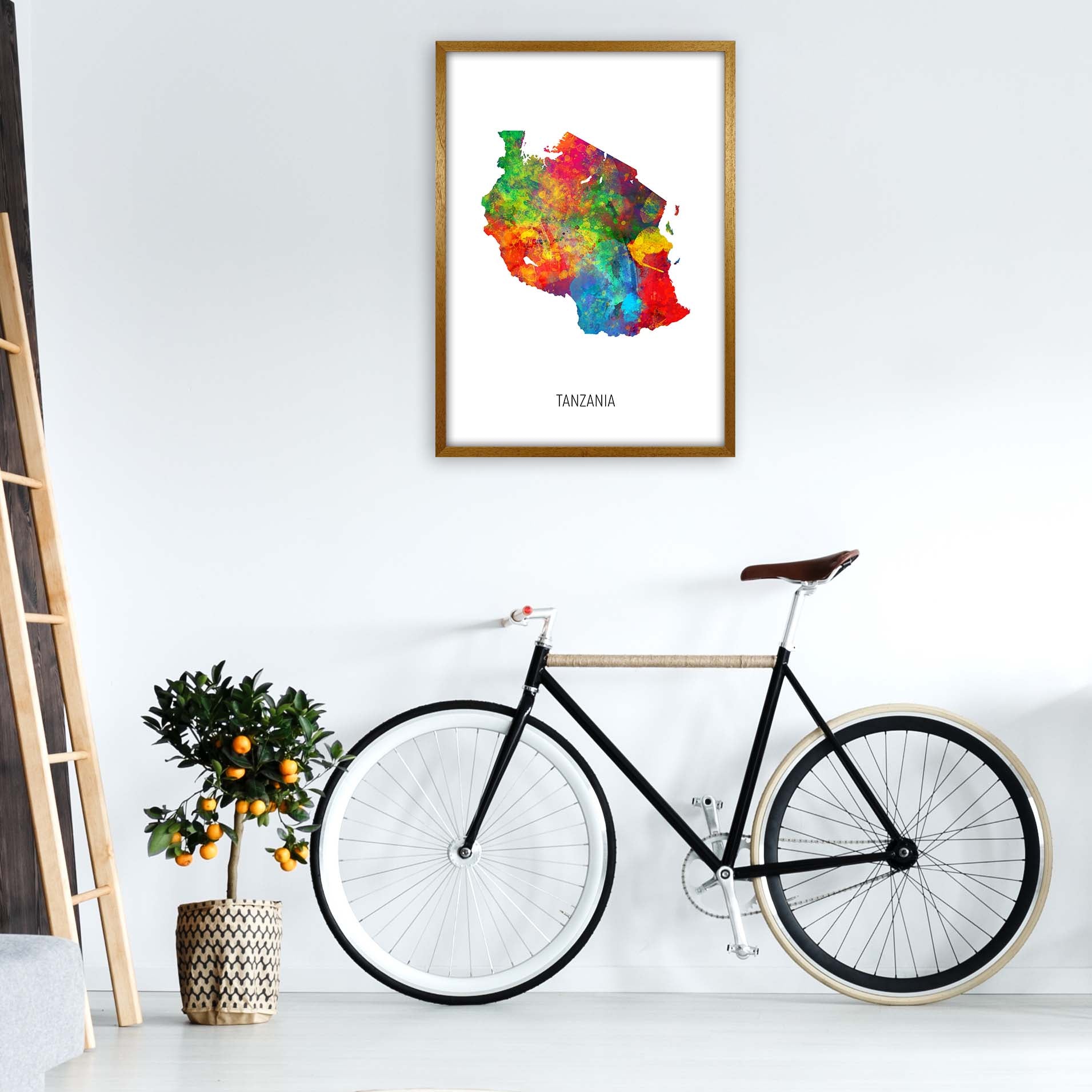 Tanzania Watercolour Map Art Print by Michael Tompsett A1 Print Only
