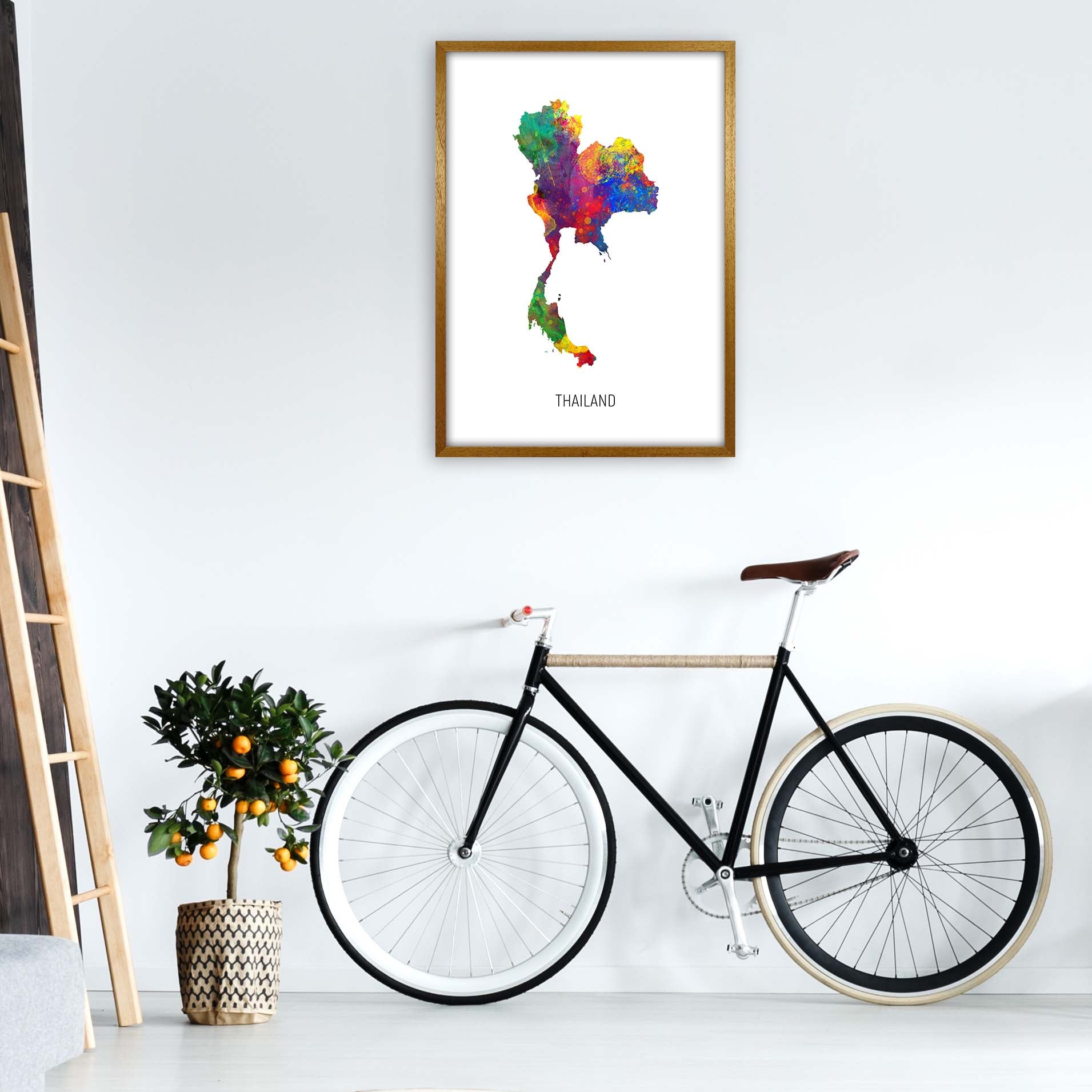 Thailand Watercolour Map Art Print by Michael Tompsett A1 Print Only