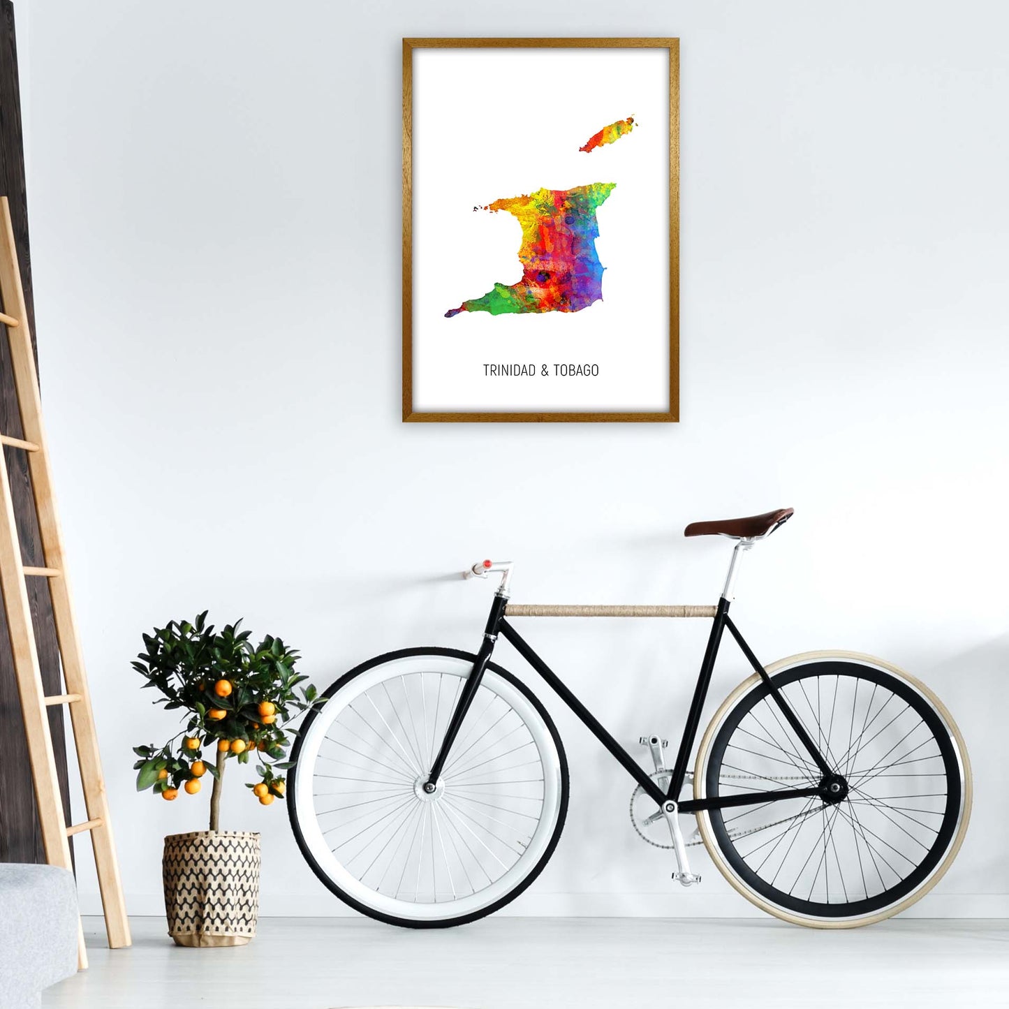 Trinidad And Tobago Watercolour Map Print by Michael Tompsett A1 Print Only