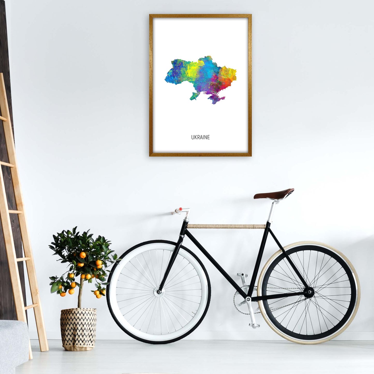 Ukraine Watercolour Map Art Print by Michael Tompsett A1 Print Only