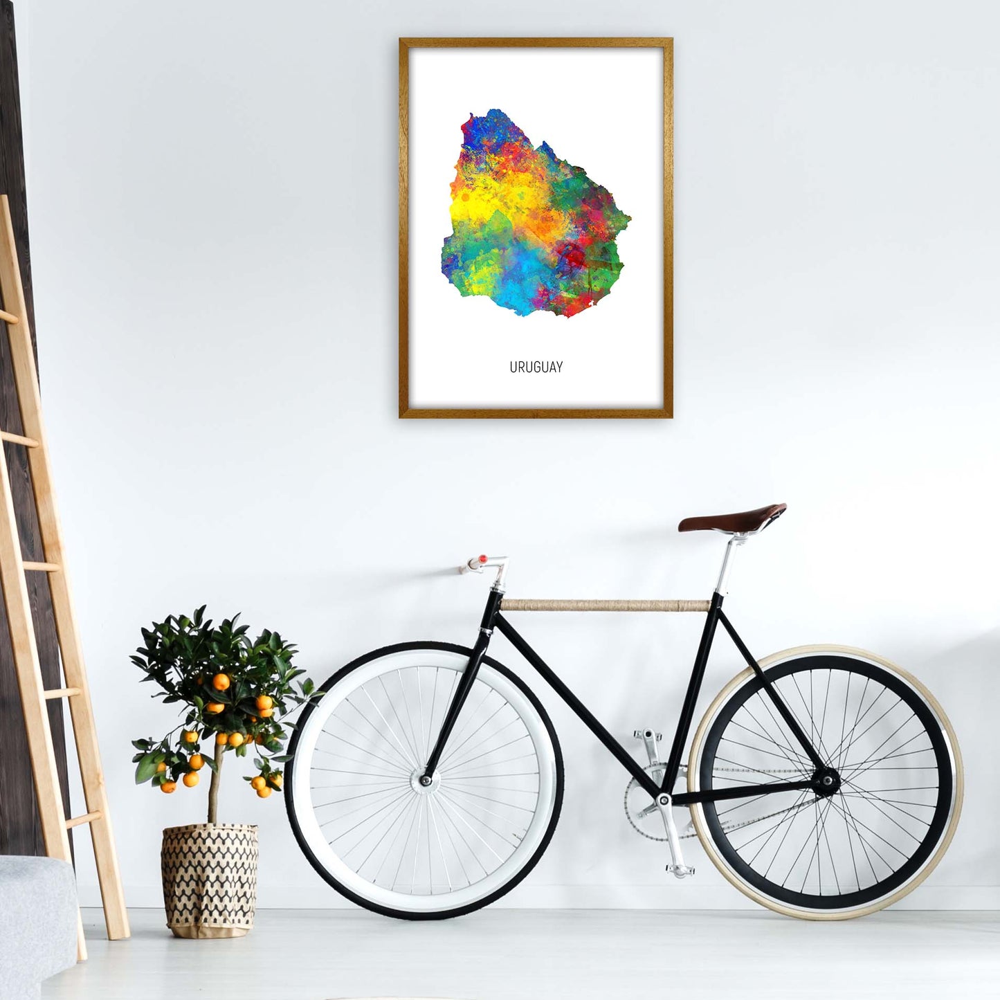 Uruguay Watercolour Map Art Print by Michael Tompsett A1 Print Only