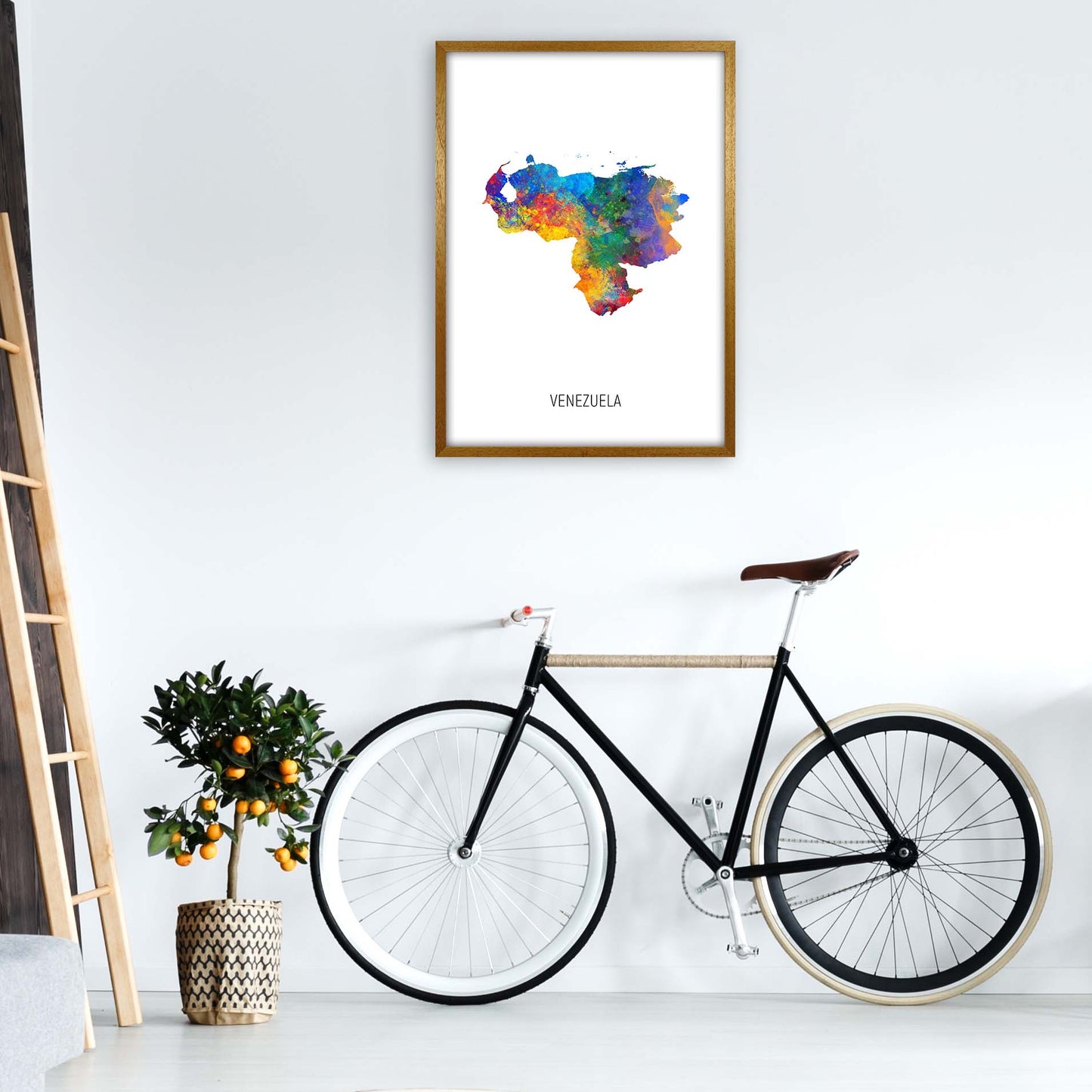 Venezuela Watercolour Map Art Print by Michael Tompsett A1 Print Only