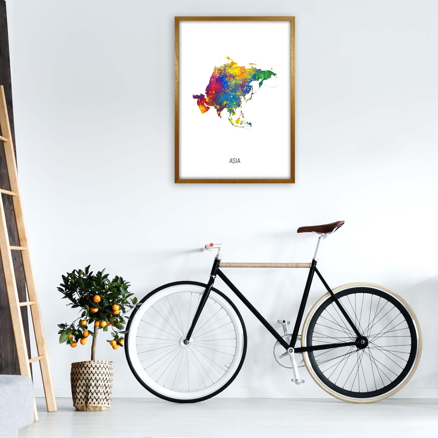 Asia Watercolour Map Art Print by Michael Tompsett A1 Print Only